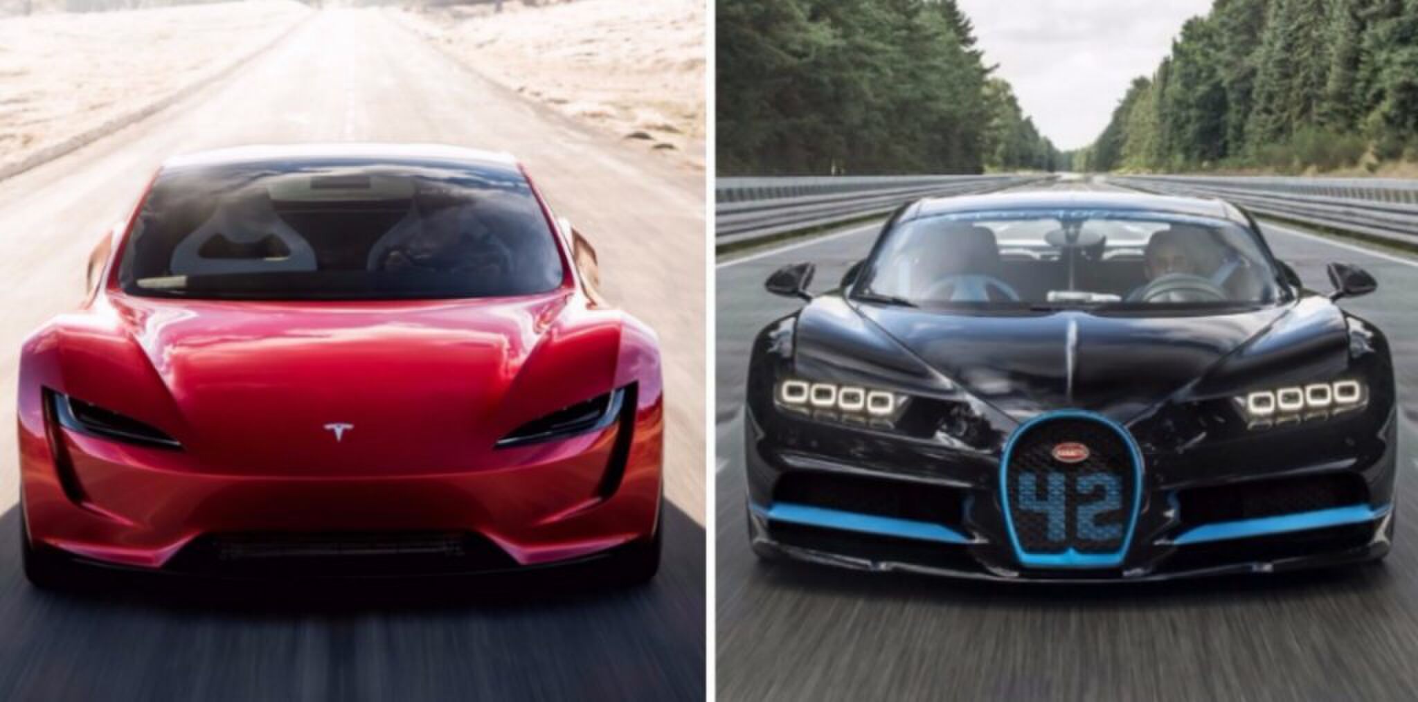 Tesla Roadster of Bugatti Chiron wie is de baas Pure Luxe