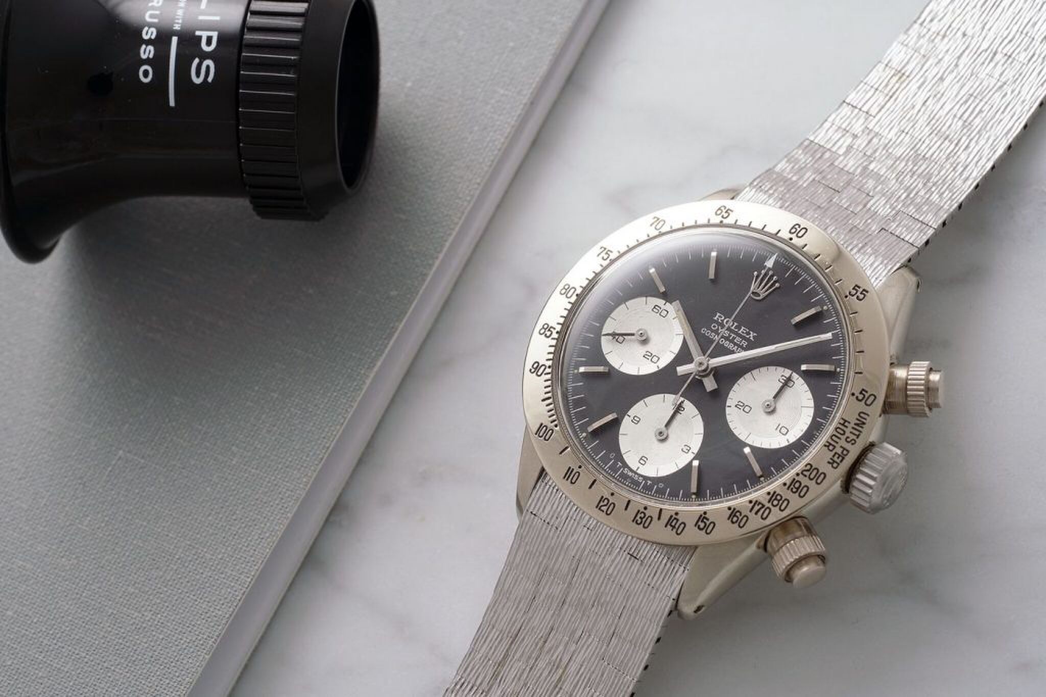 Rolex daytona Unicorn reference 6265 witgoud John Goldberger Philips auctions Pure Luxe