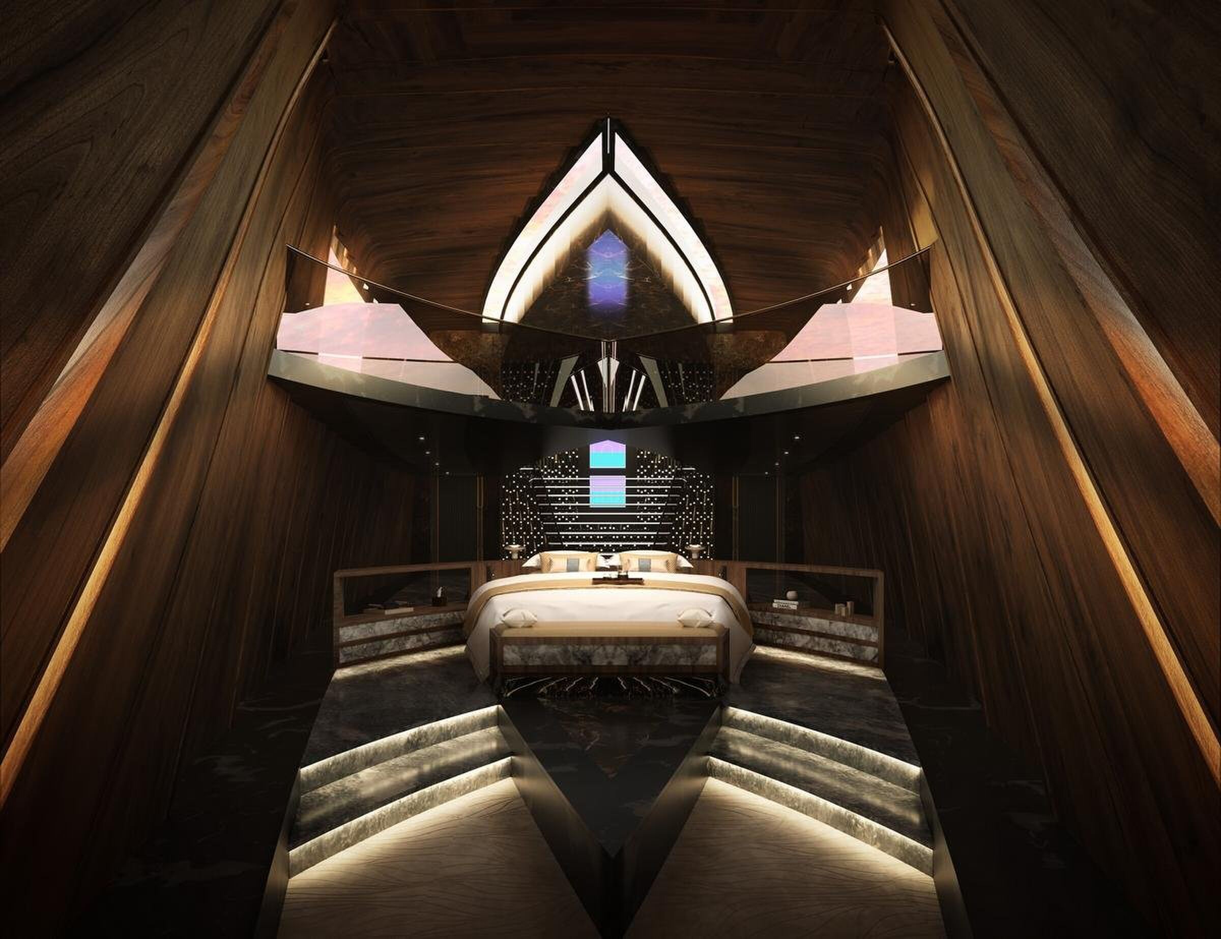 Trimaran Superjacht slaapkamer