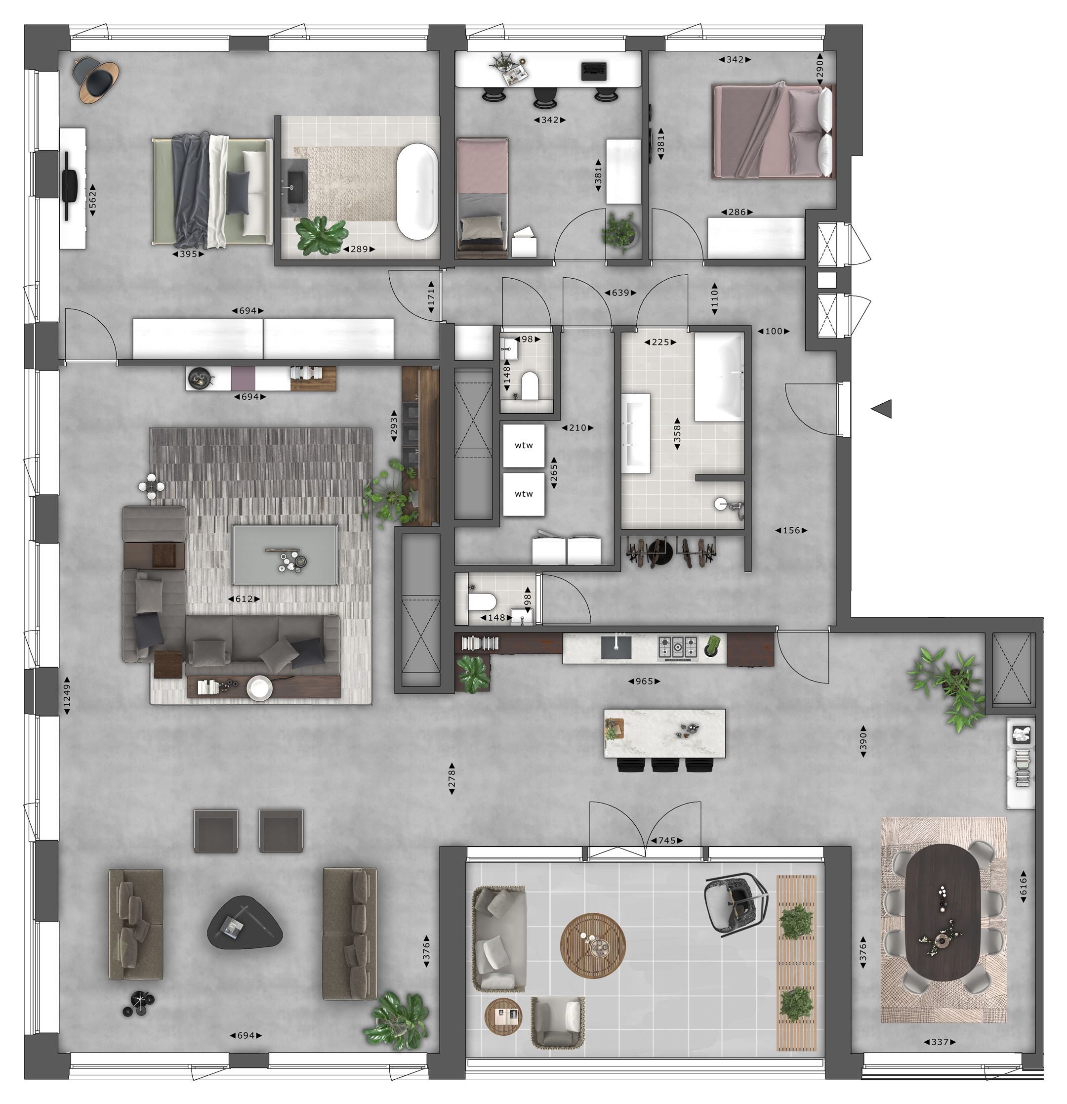 Plattegrond Penthouse Erasmusbrug
