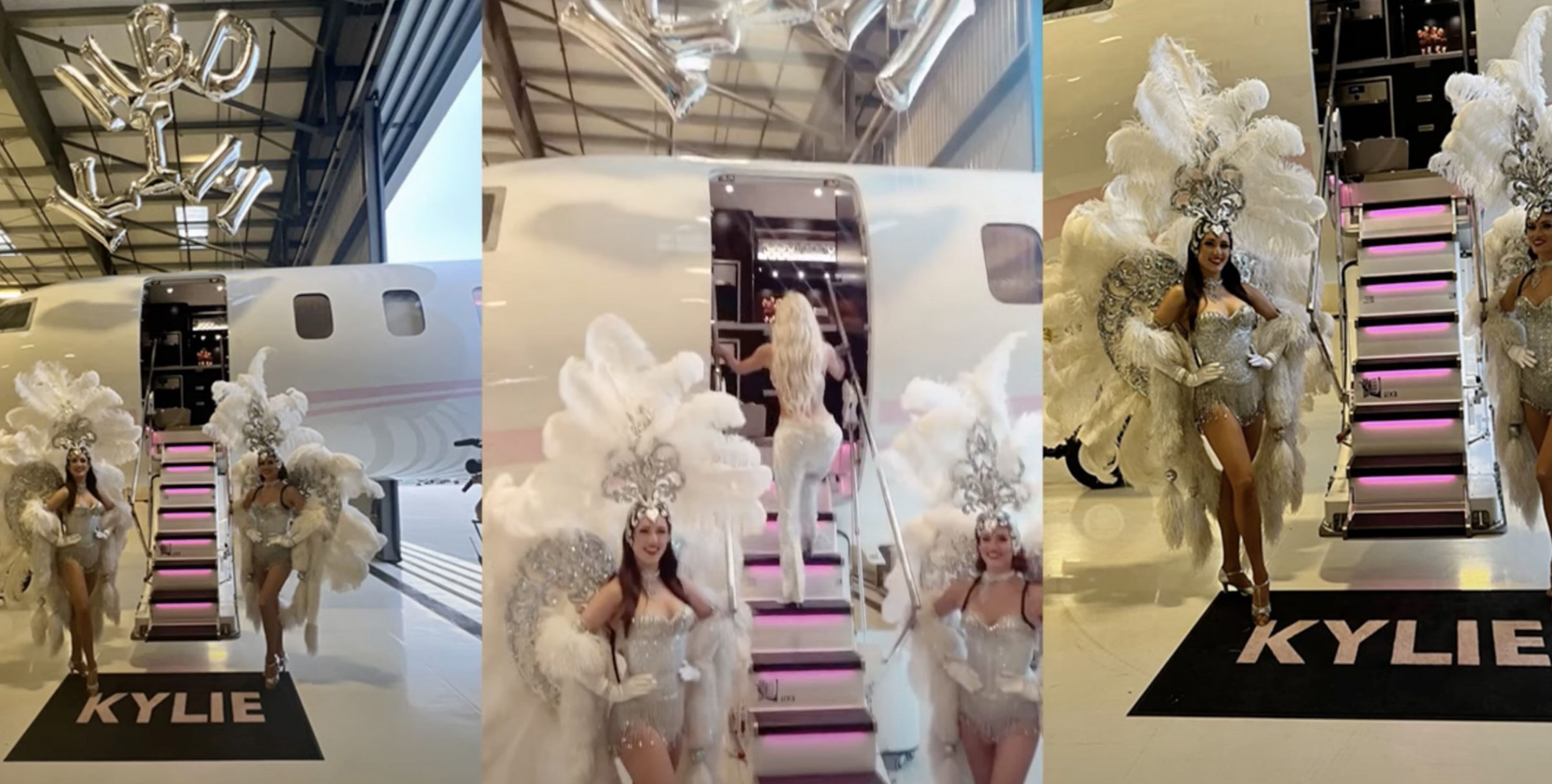 Kim Kardashian stapt in privéjet Kylie Jenner