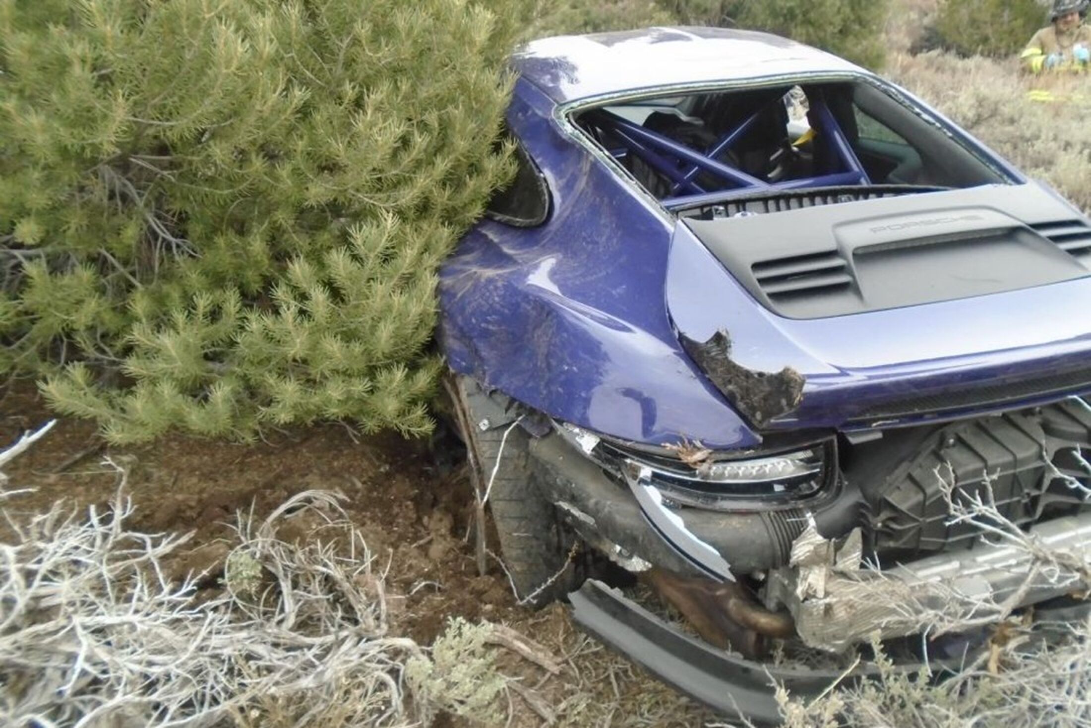 De in de prak gereden gewonnen Porsche in Nevada