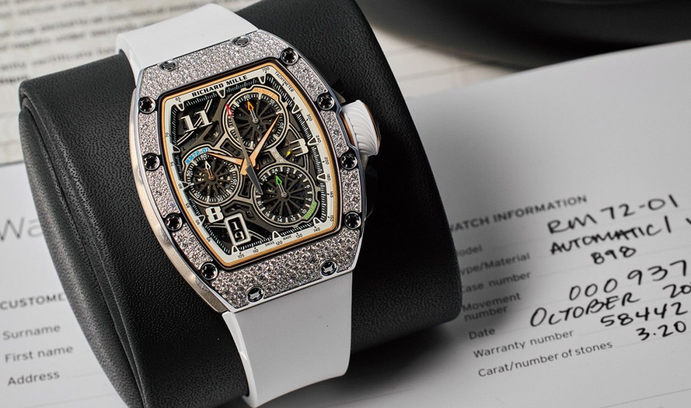 Eén van de horloges van Richard Mille die geveild zullen worden