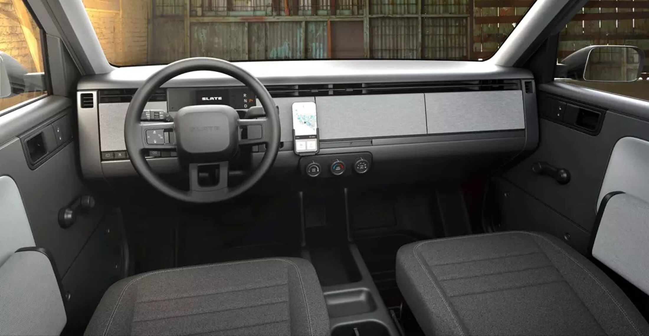 Het interieur van de Slate Truck van Jeff Bezos