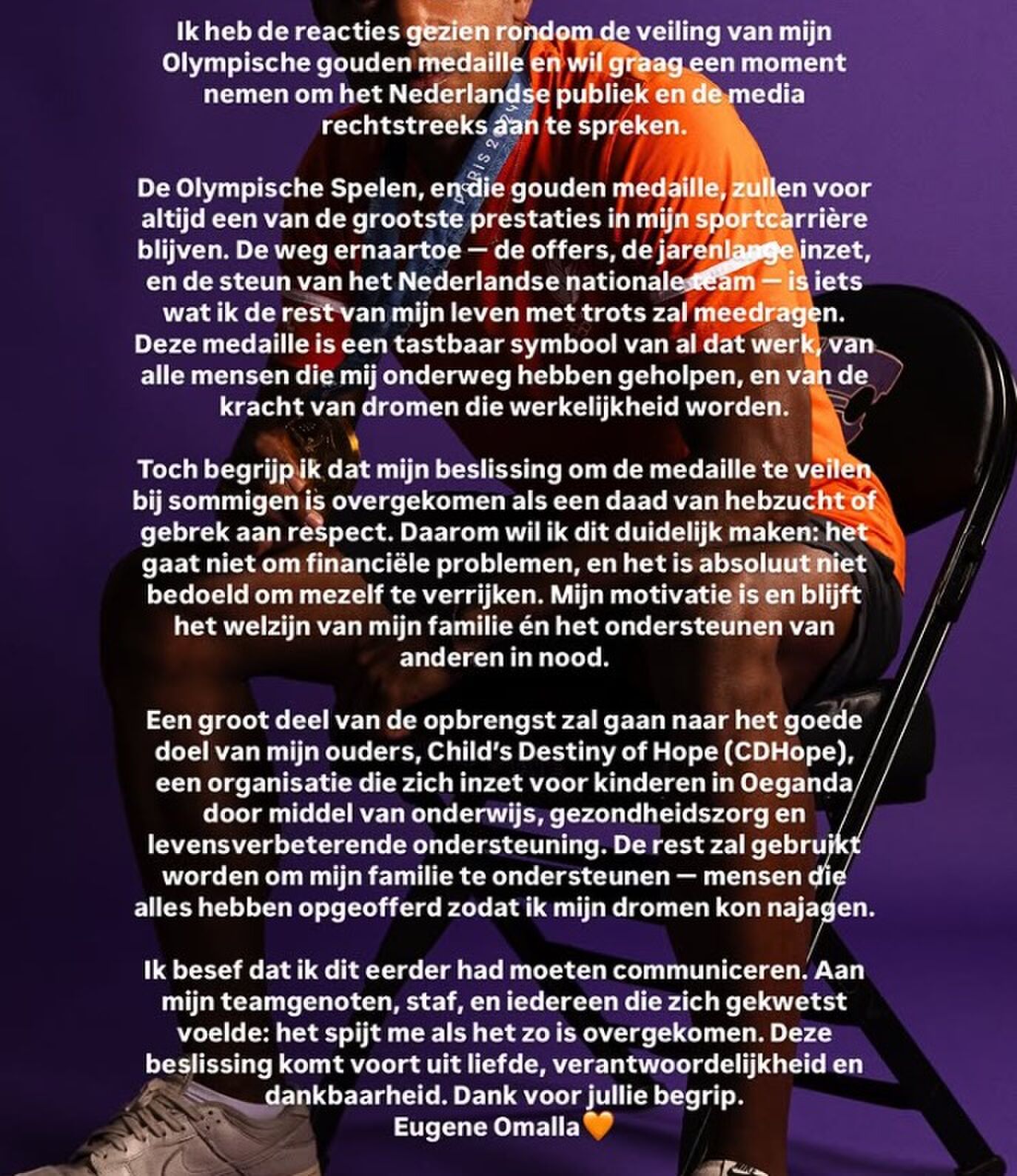 Het statement van Eugene Omalla op Instagram