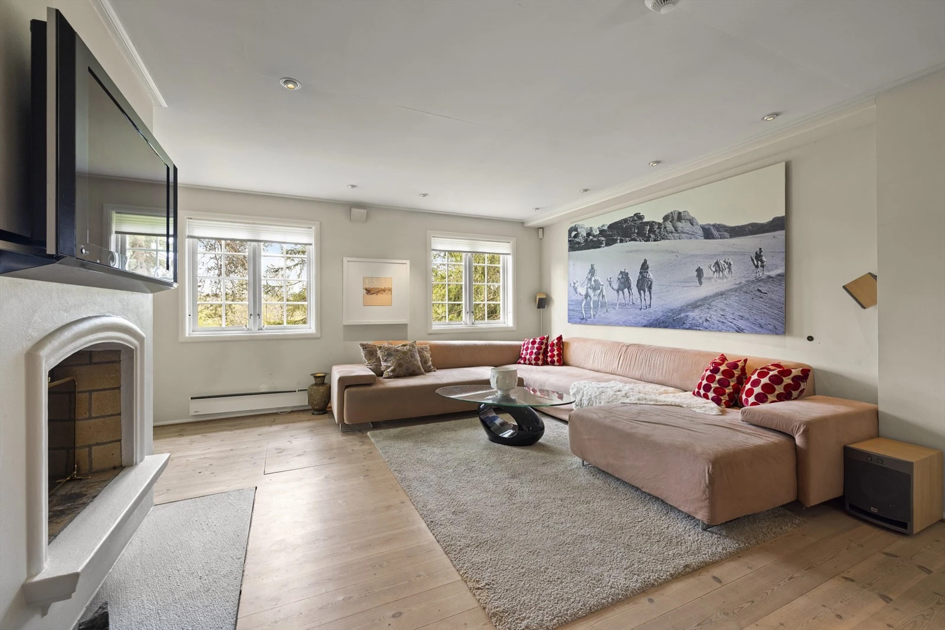 De woonkamer in de woning van de Noorse prinses Märtha Louise net buiten Oslo