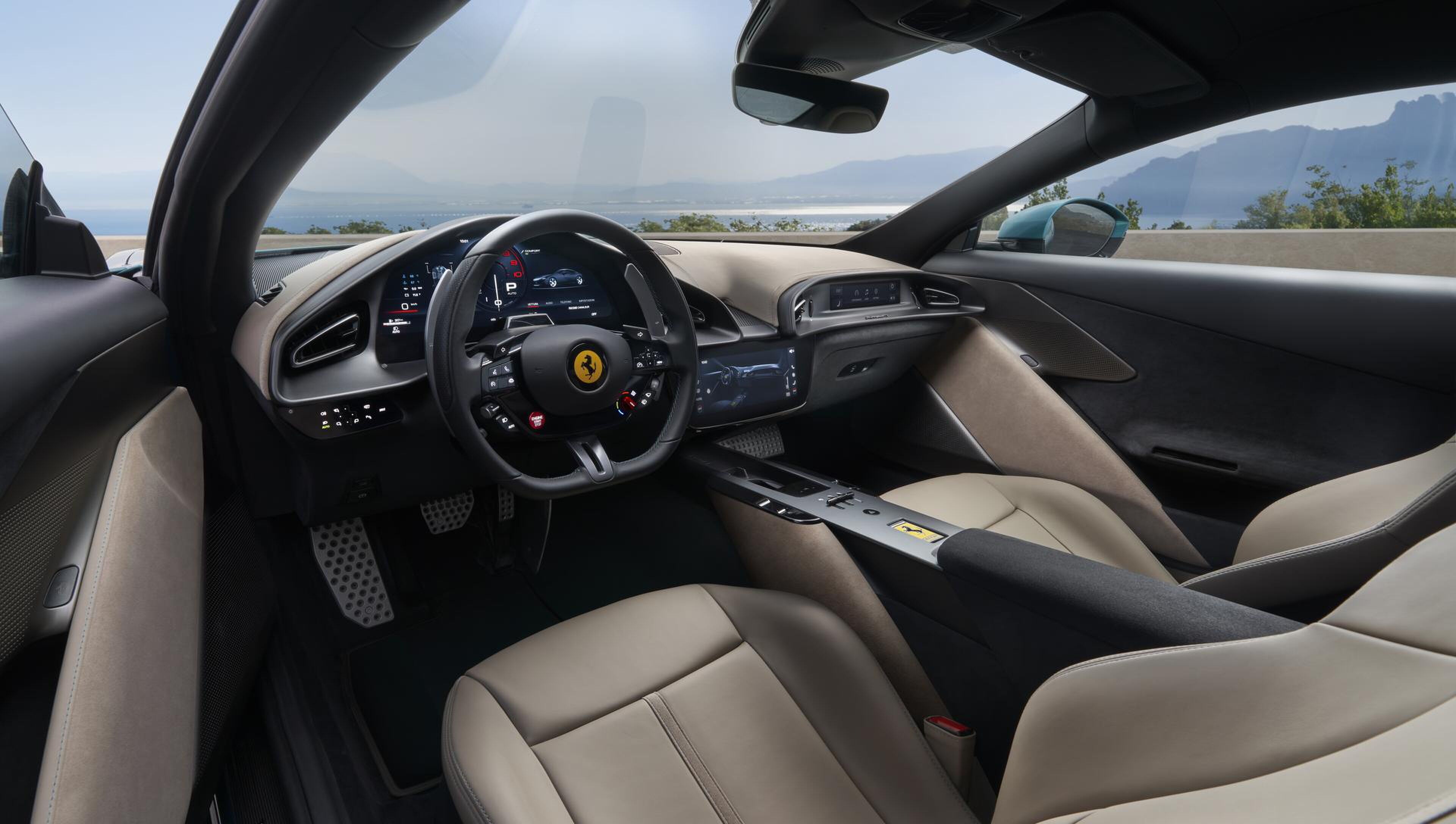 Het interieur van de nieuwe Ferrari Amalfi