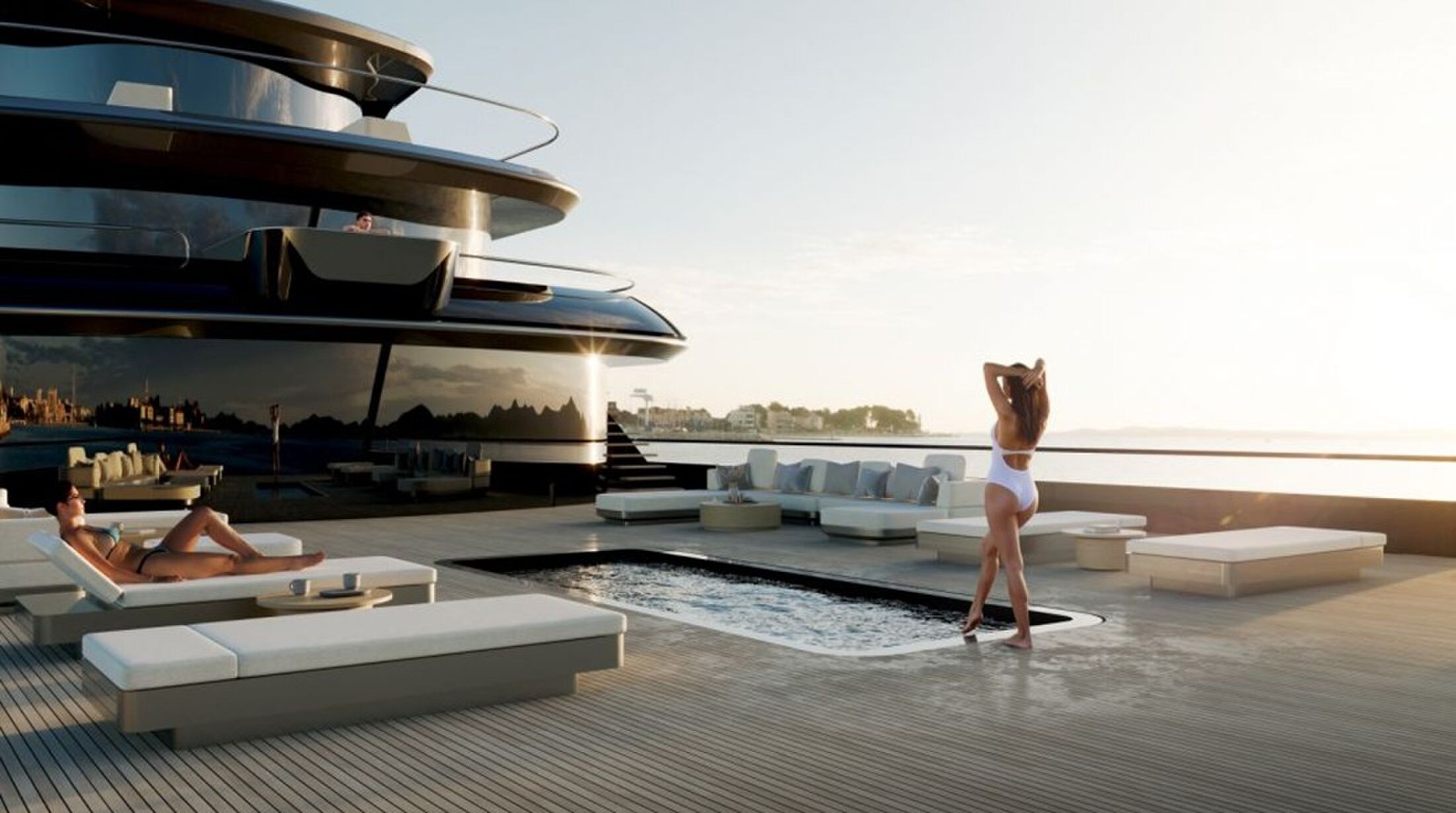 Het achterdek van de grootste catamaran ooit