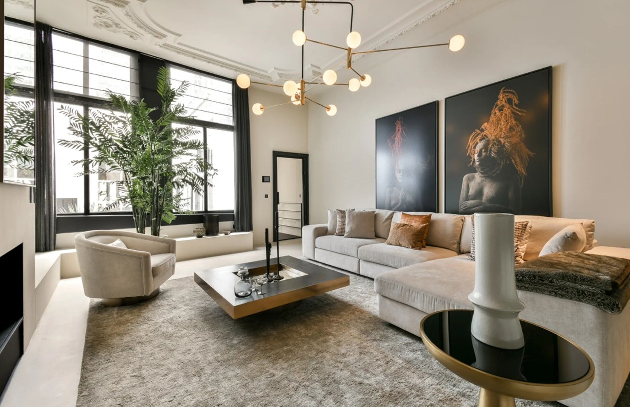 De living van het appartement aan het Singel