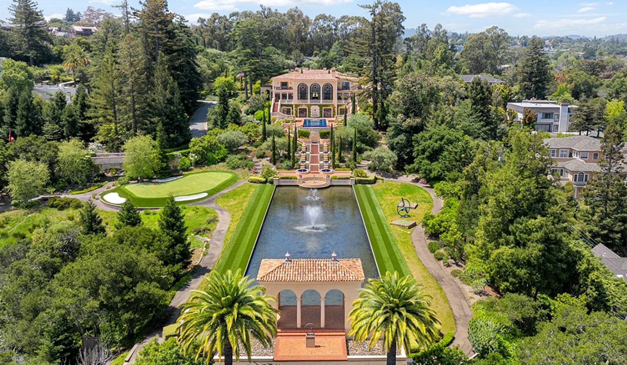 Het nagemaakte Comomeer achter de villa