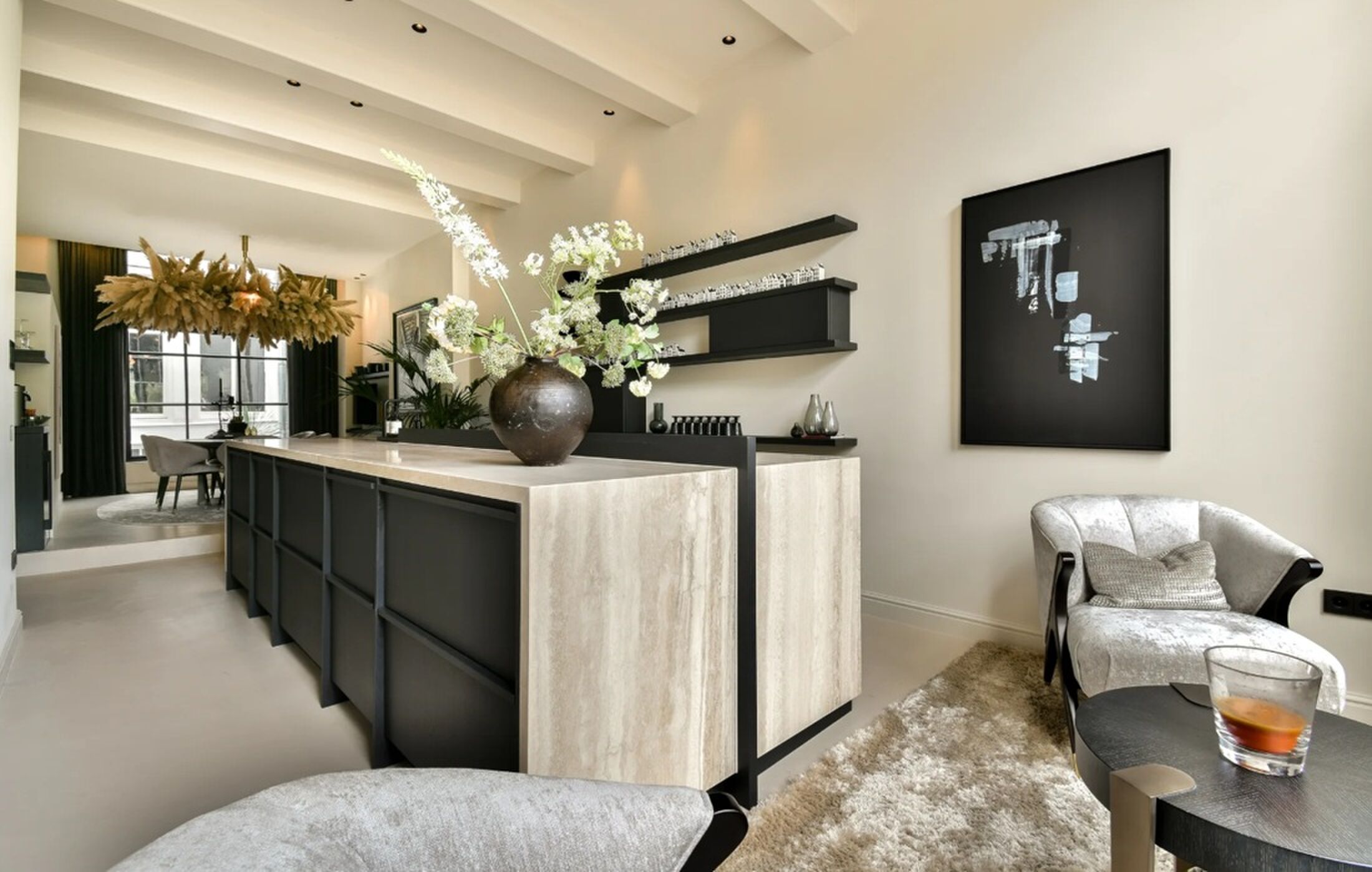 De woonkeuken van het appartement aan het Singel