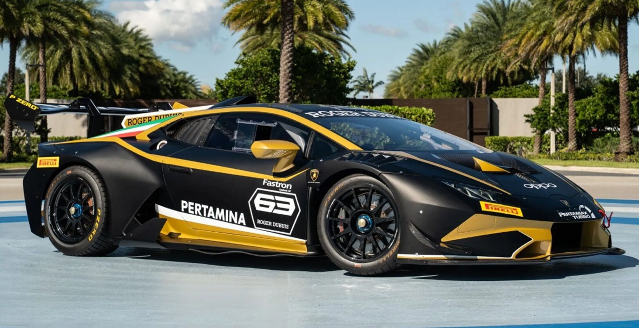 De zijkant van de speciale Lamborghini