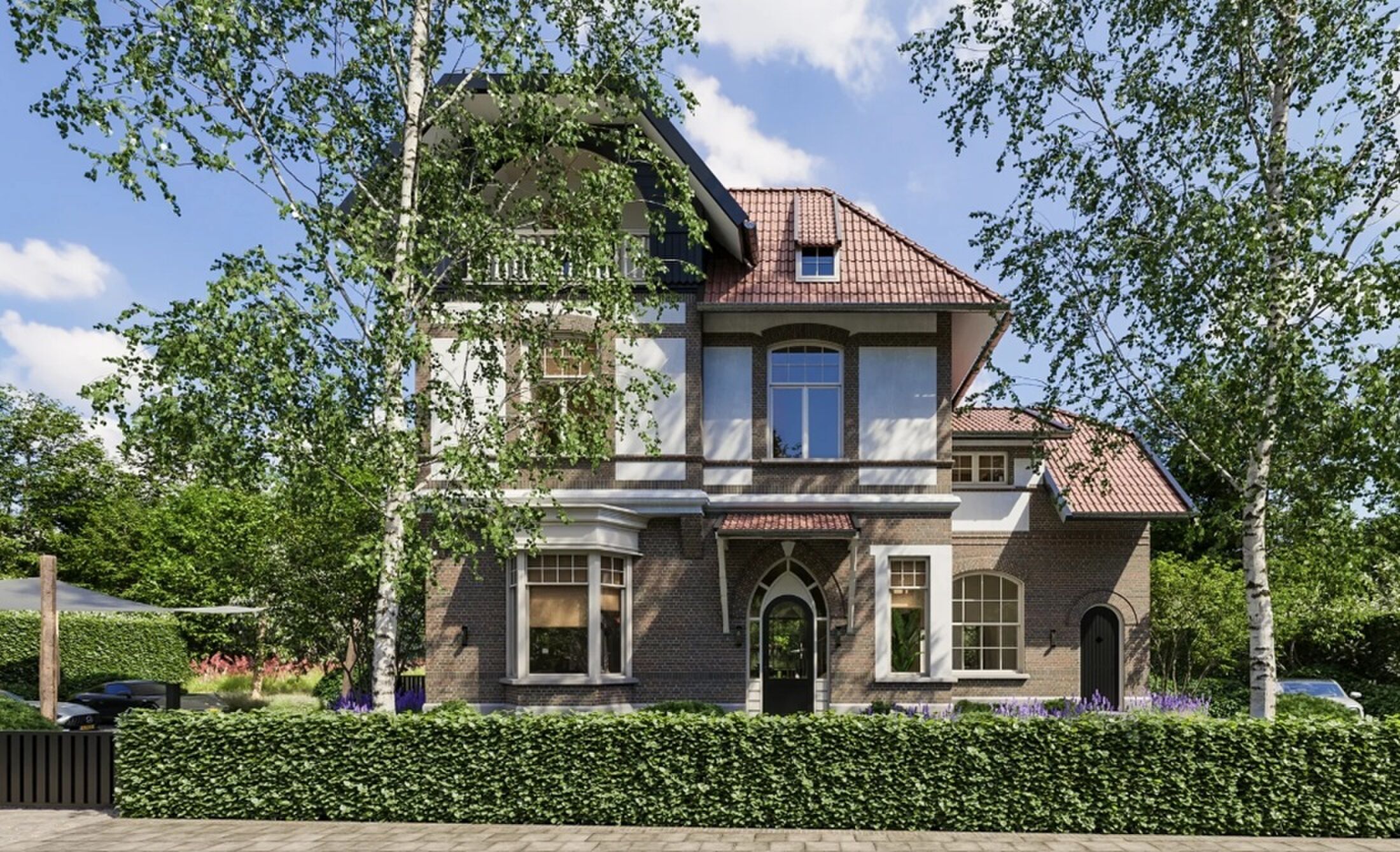 De voorzijde van de villa in Bussum die vroeger een uitvaartcentrum was