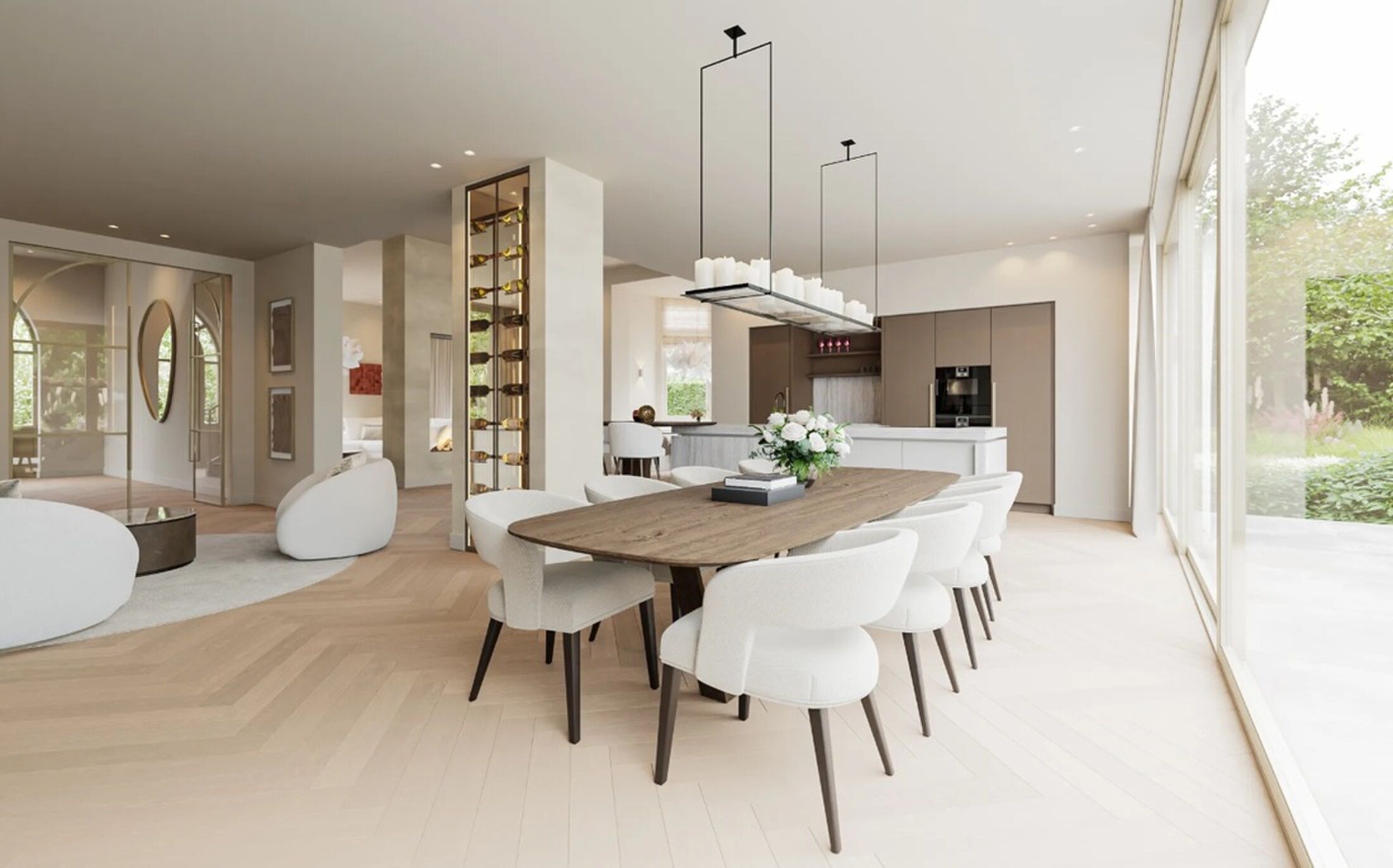 De eetkamer en keuken