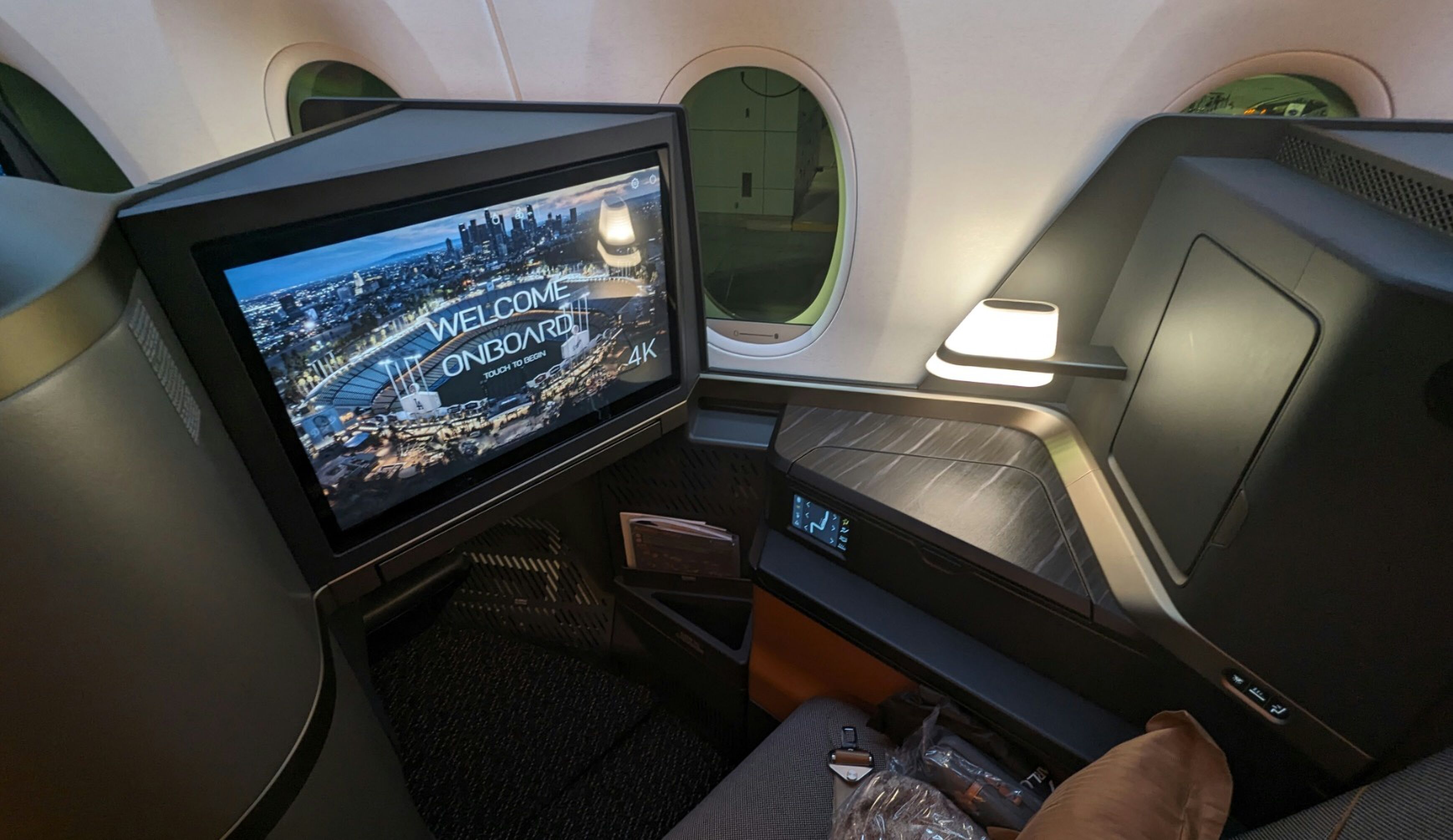 De business class in een vliegtuig