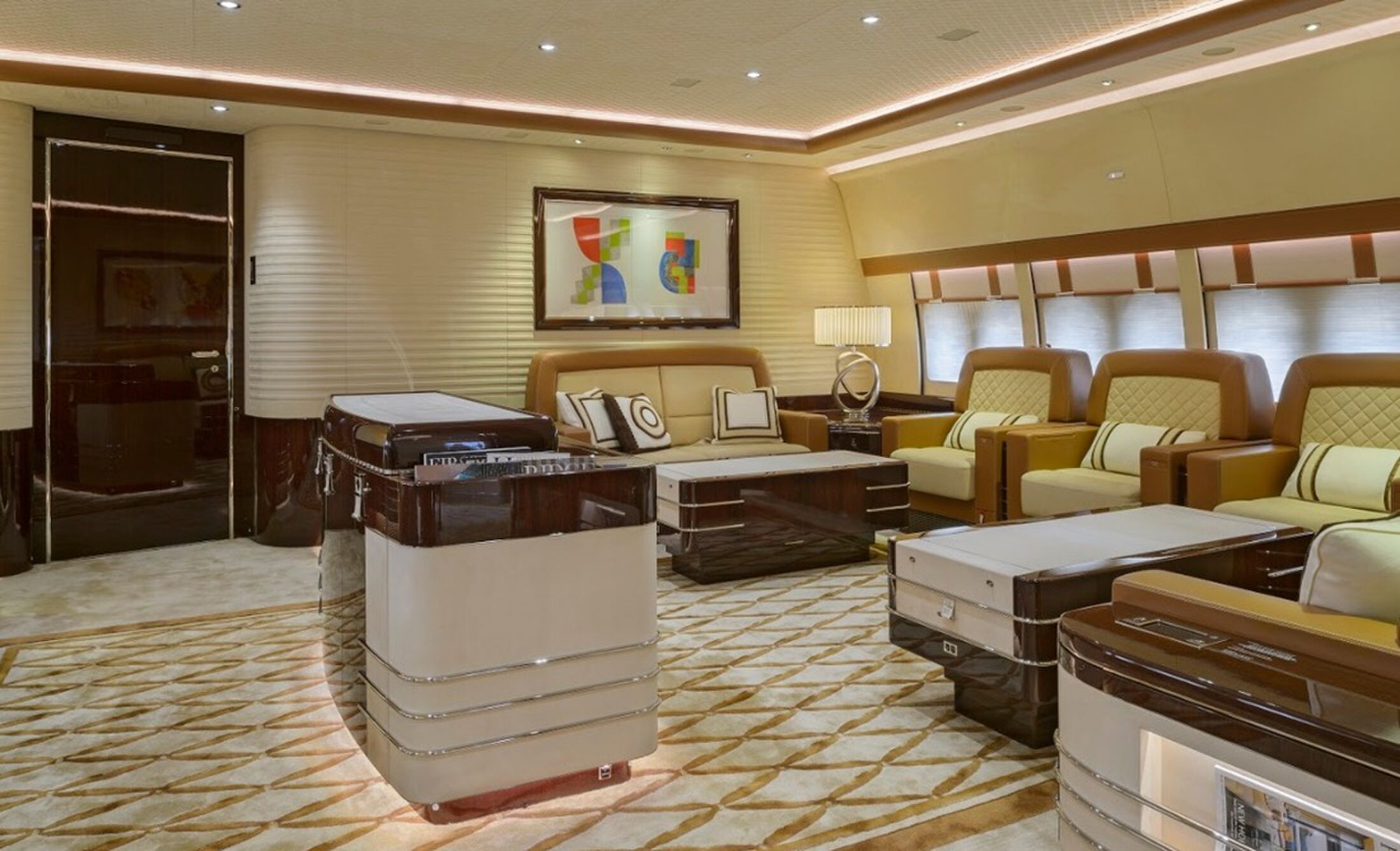 Eén van de vertrekken in het vliegtuig van Donald Trump