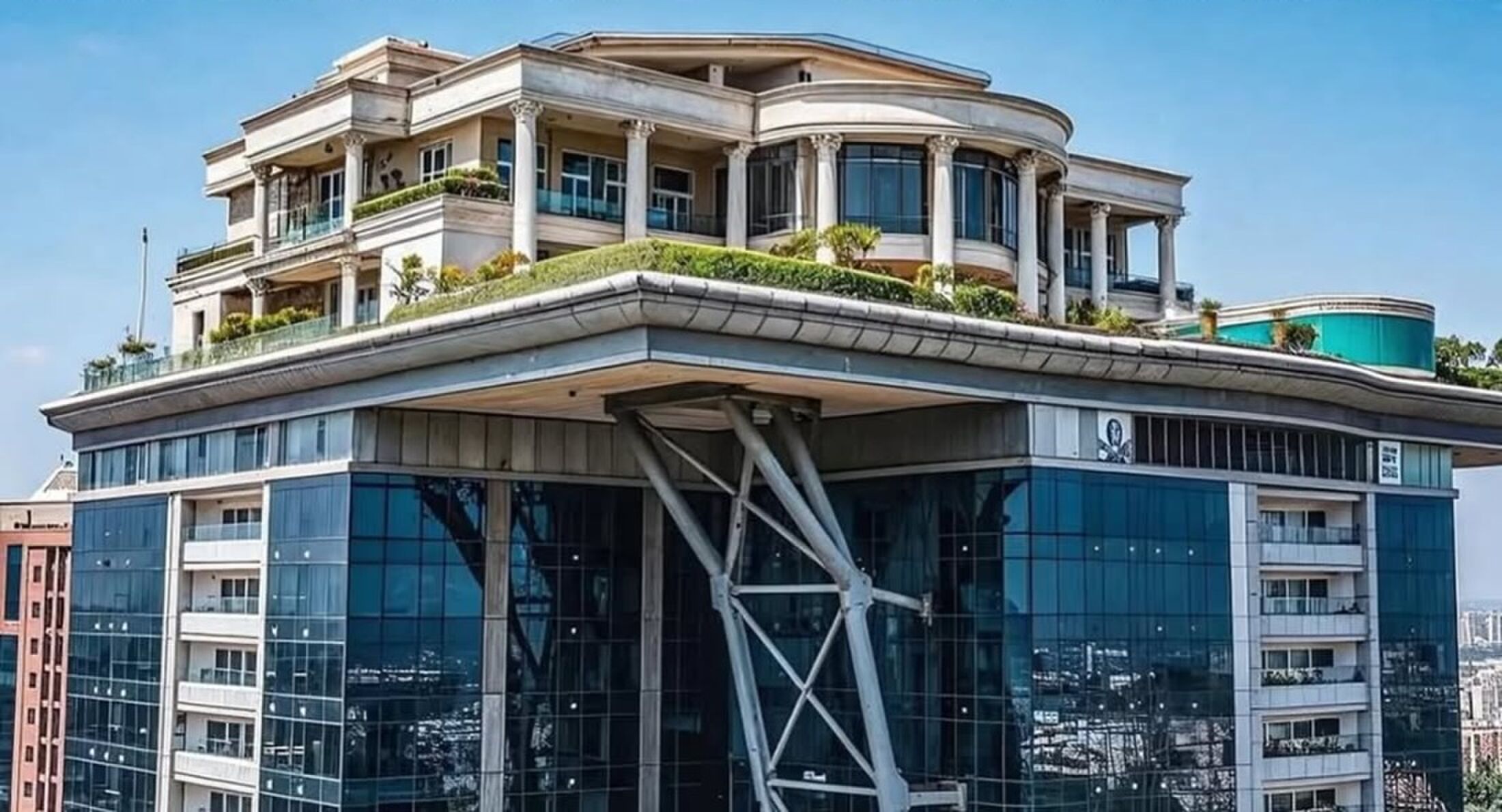 De voorkant van het onafgeronde vastgoedproject