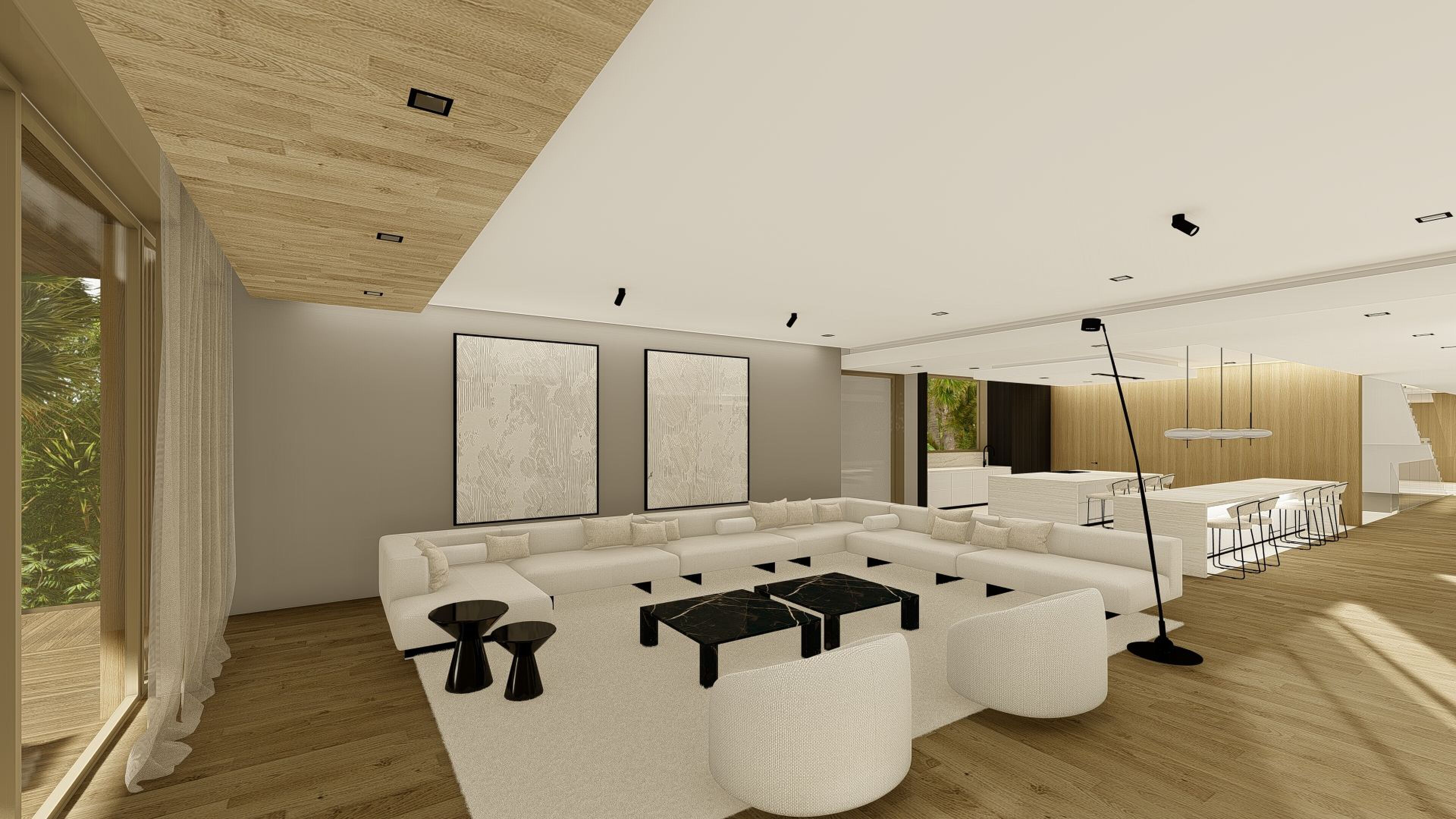 De woonkamer van de luxe woning