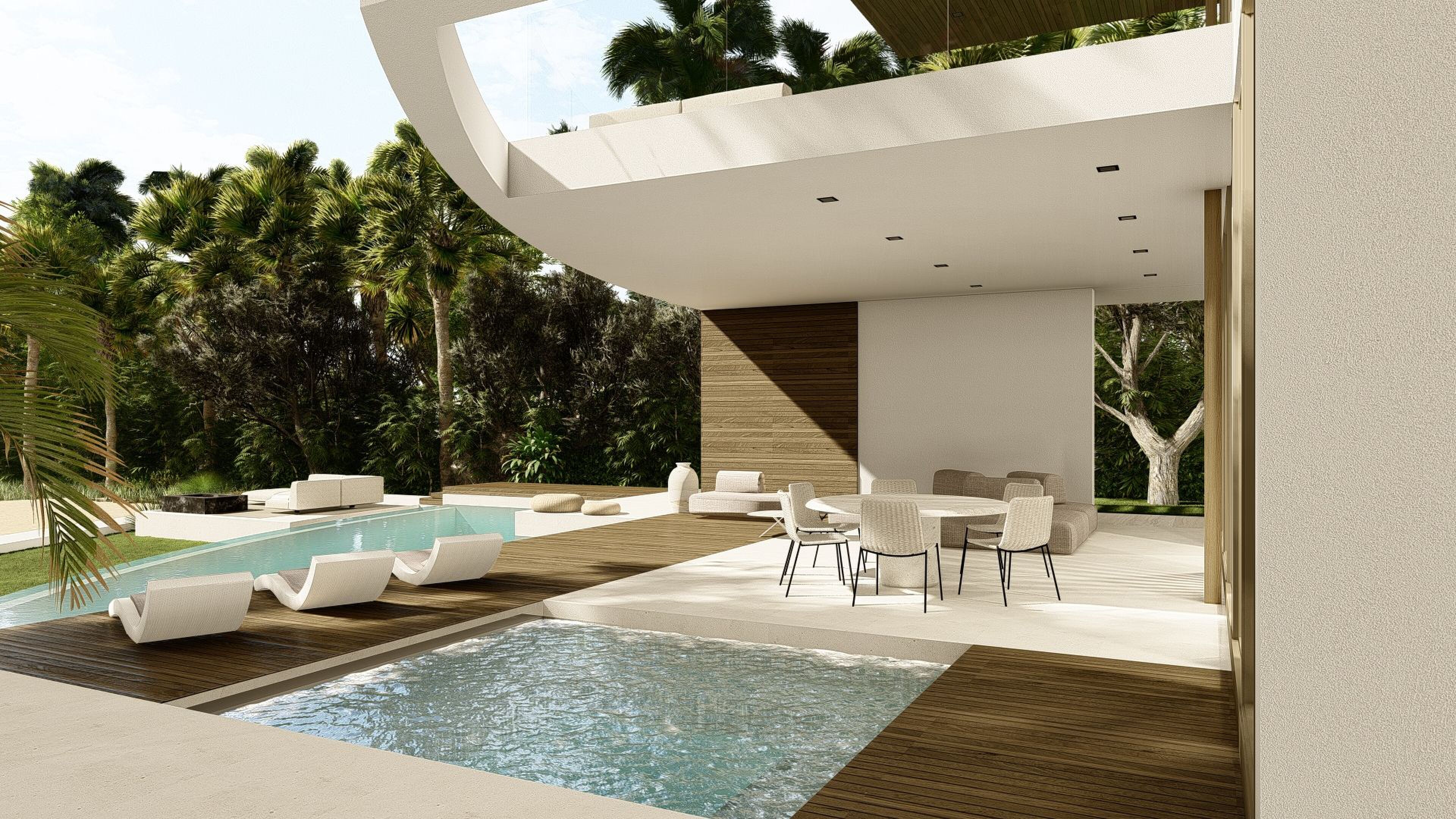 Het zwembad in de achtertuin