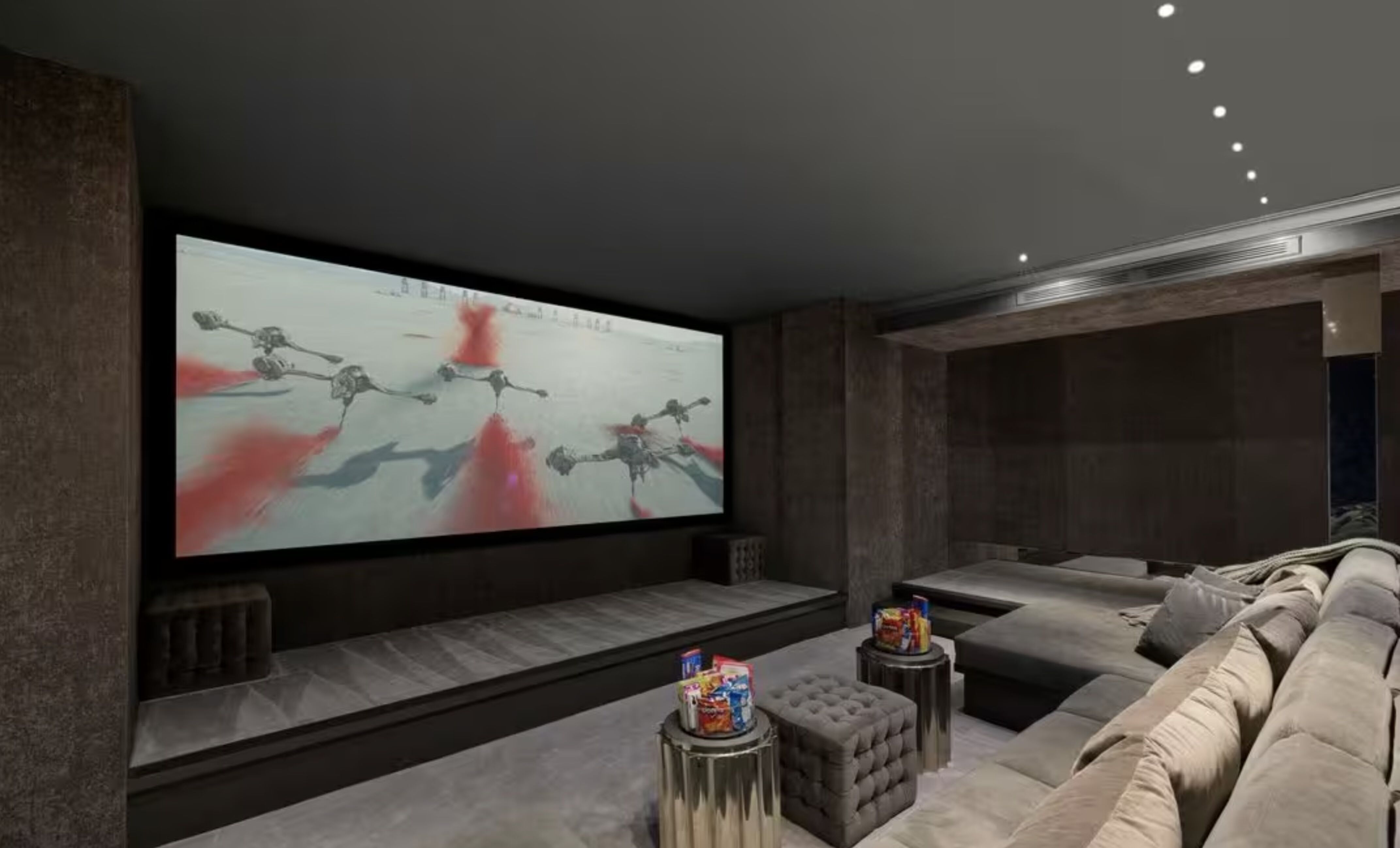 De bioscoop in de villa van Jennifer Lopez in Beverly Hills