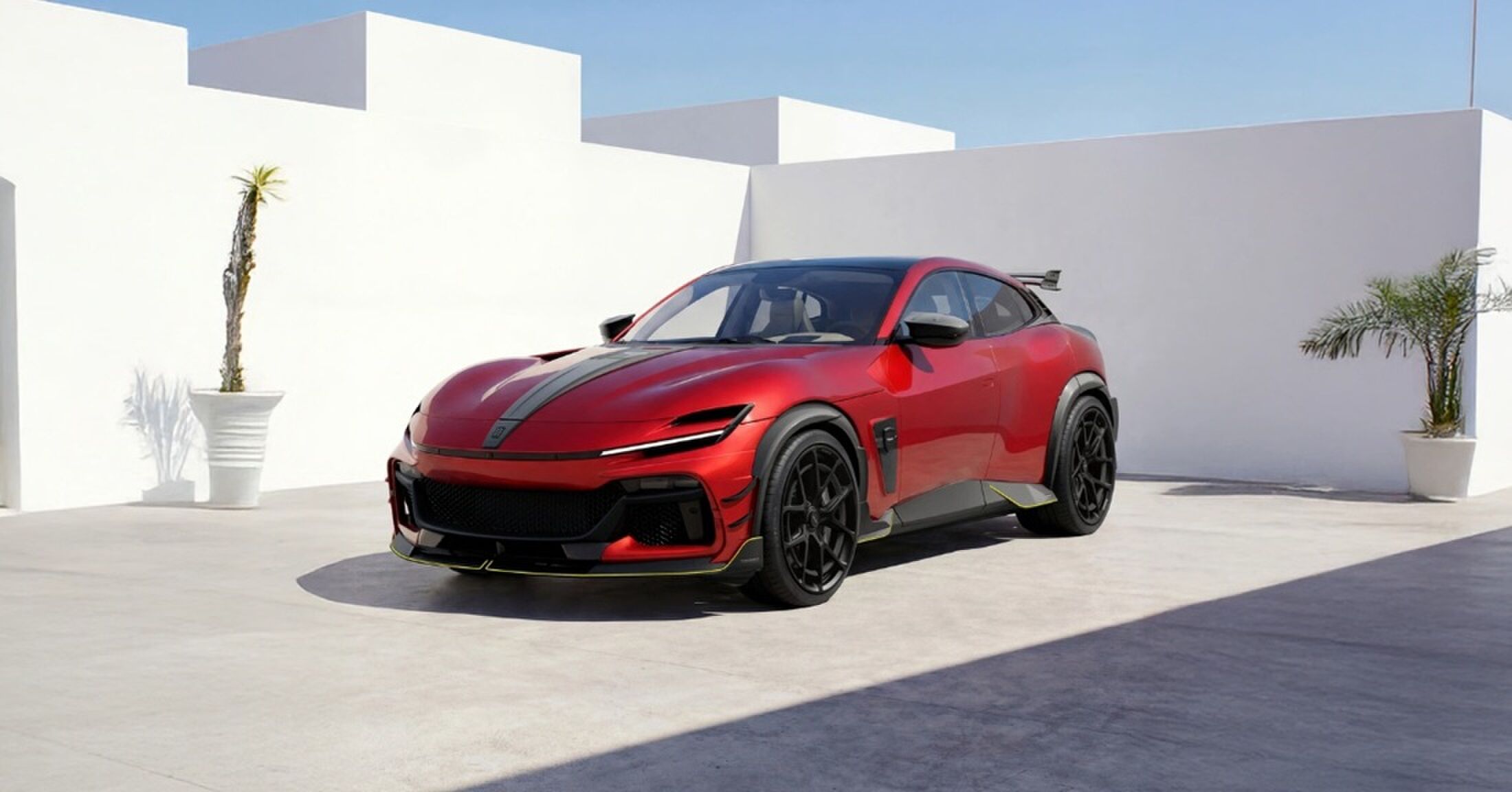 De voorzijde van de door MANSORY aangepaste Purosangue.