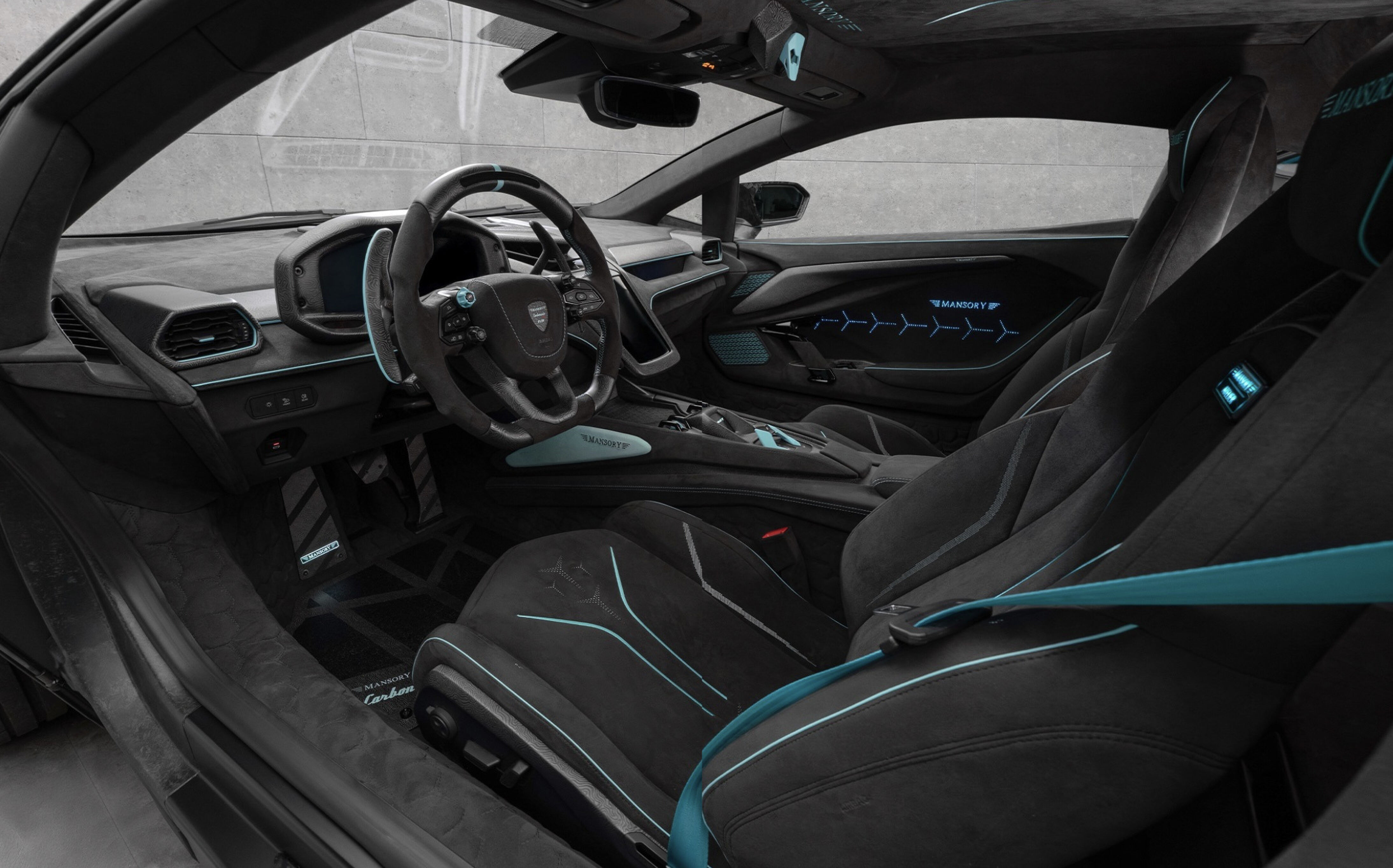 Het interieur van de Lamborghini Carbonado X
