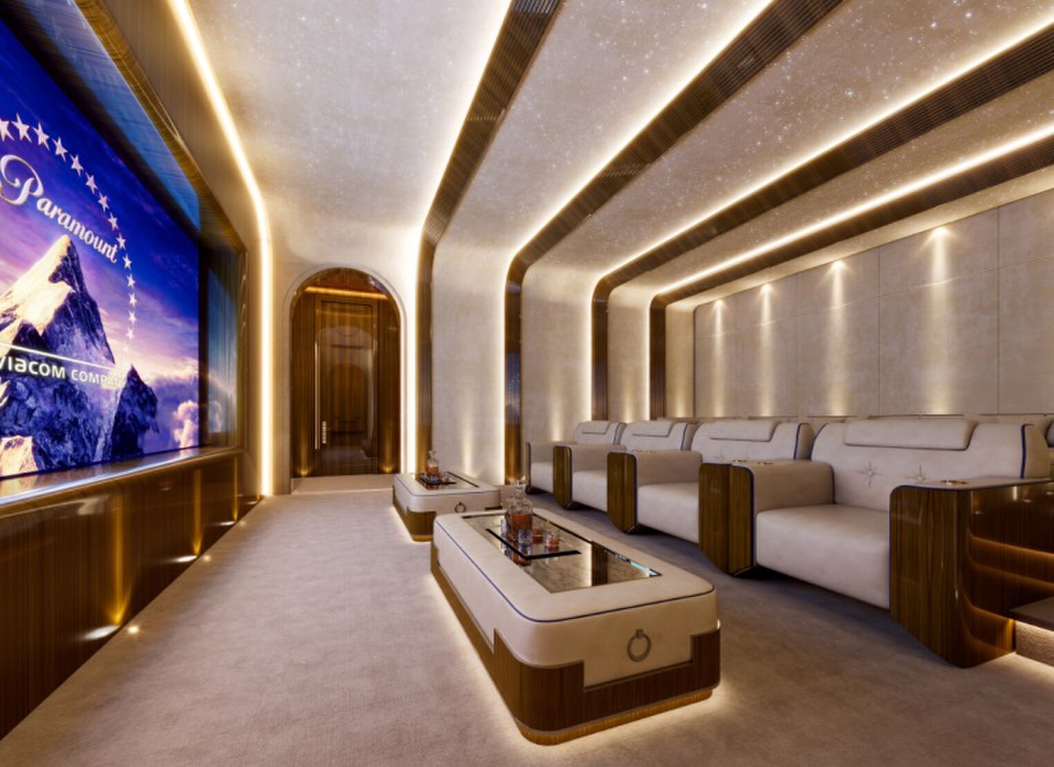 De bioscoop van de villa van Mark Zuckerberg in Florida