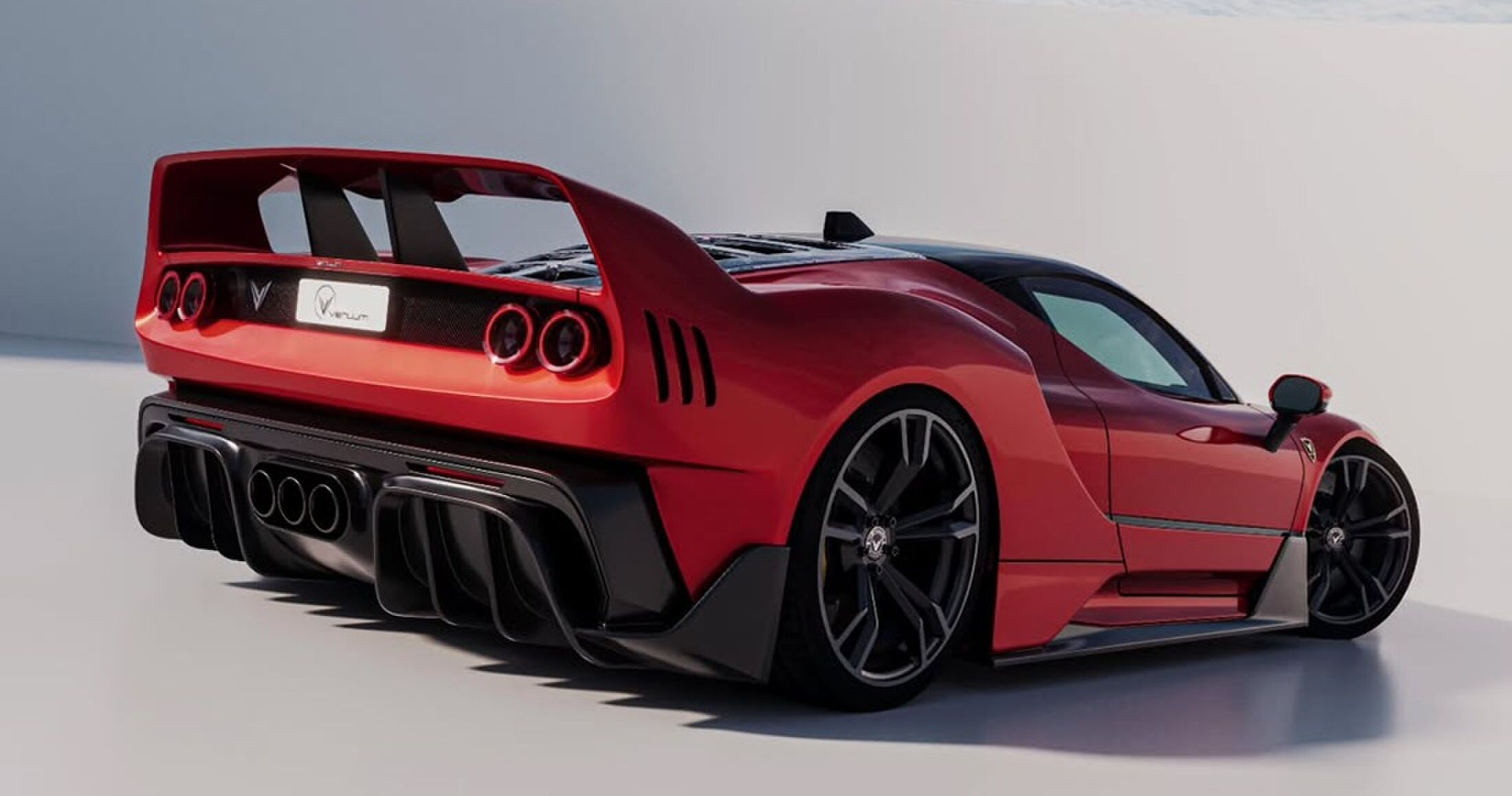 De achterzijde van de supercar van Venuum Black