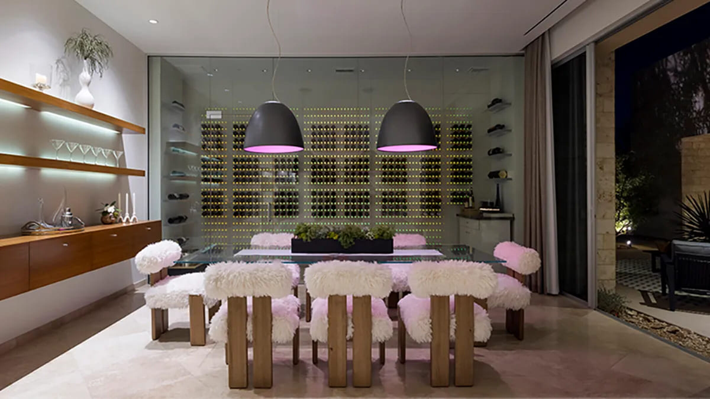 De eetkamer in de villa in Las Vegas