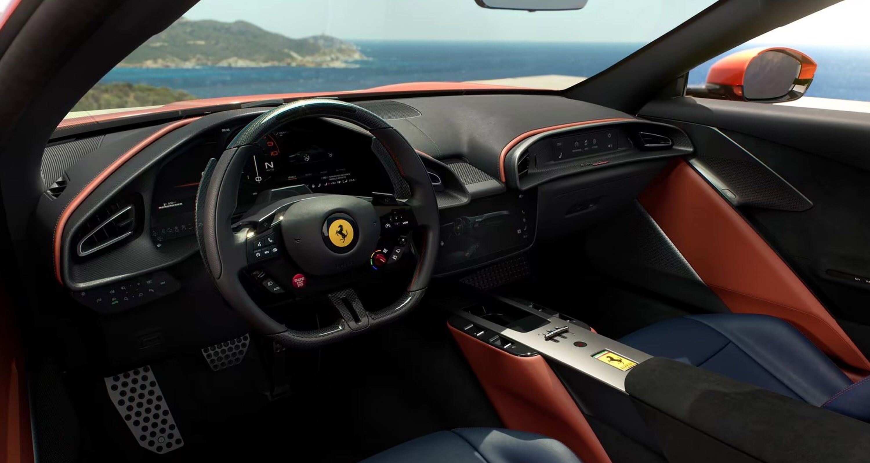 Het interieur van de Ferrari Amalfi Spider