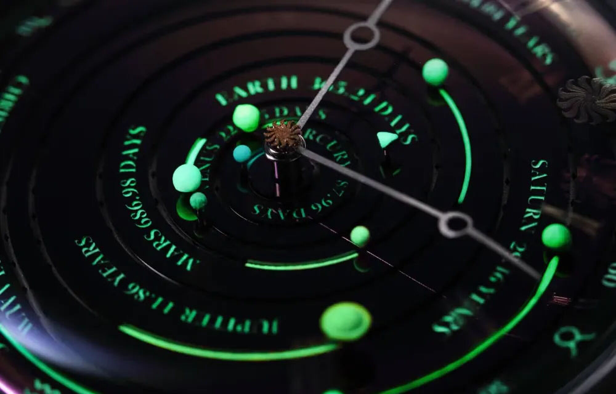 Het zonnestelsel in het Christiaan van der Klaauw-horloge