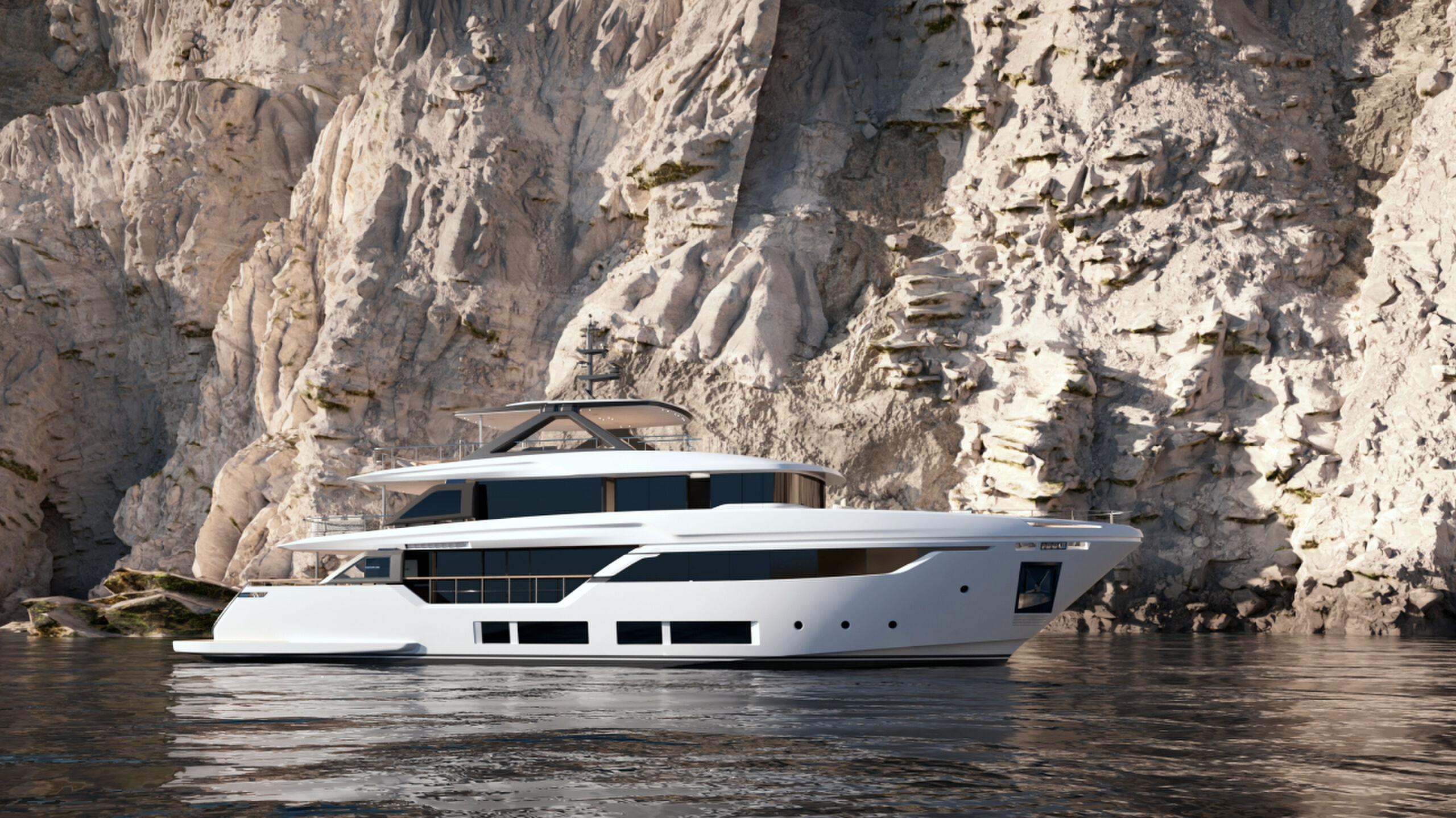 De zijkant van het Navetta 35-superjacht