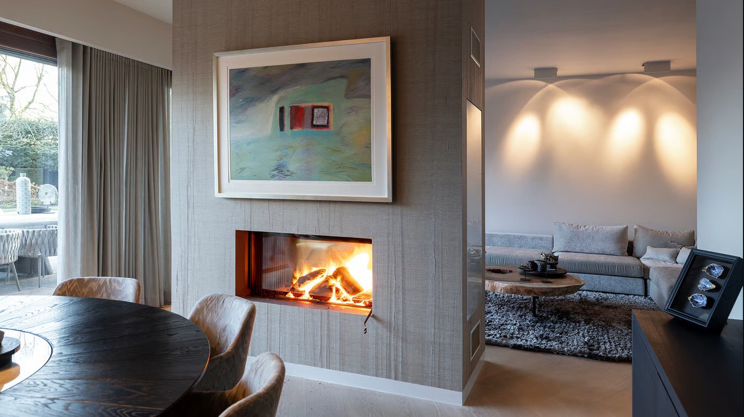 De woonkamer in de villa van Frans Heesen jr. in Oss