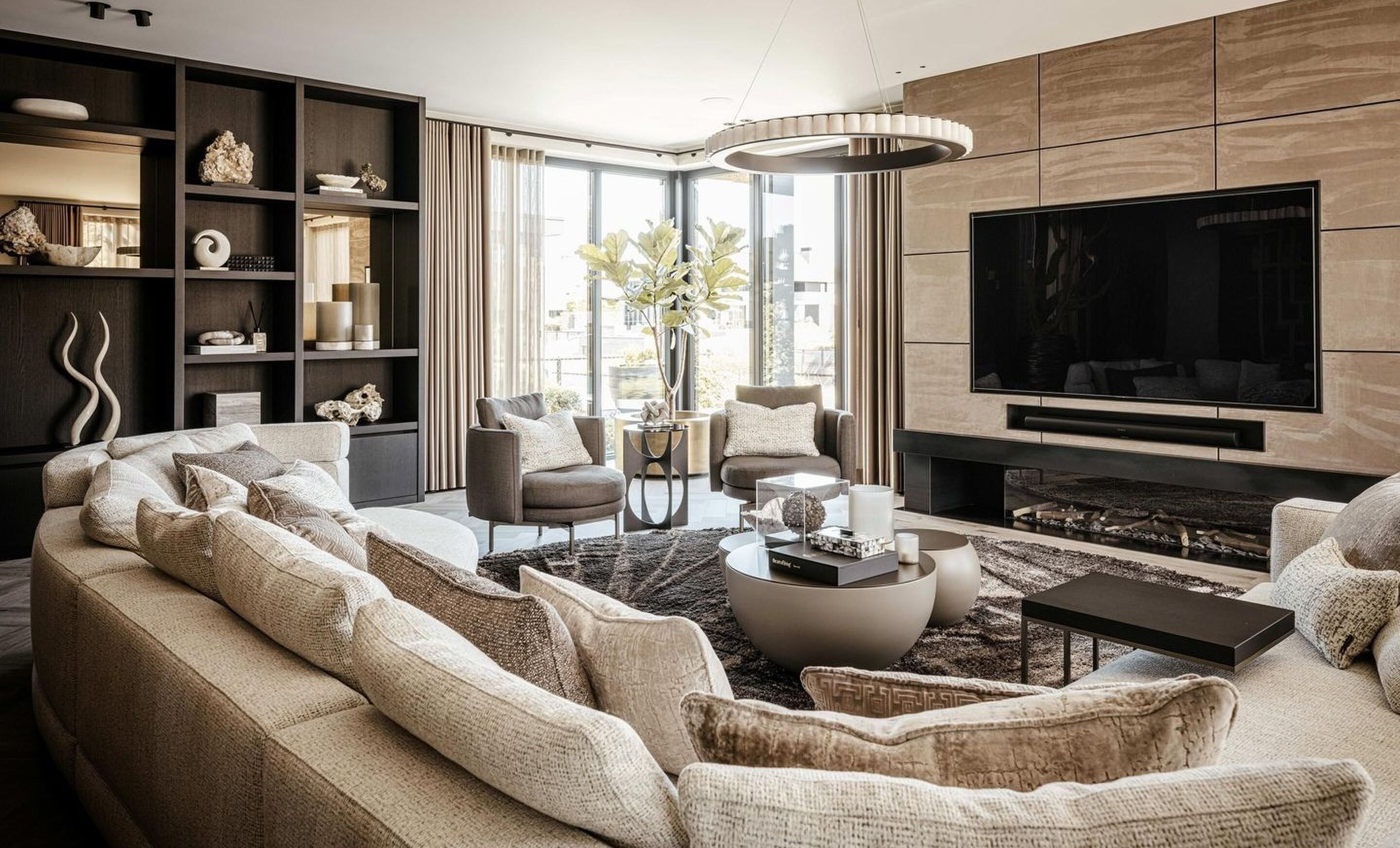 De living van de designvilla in Brabant