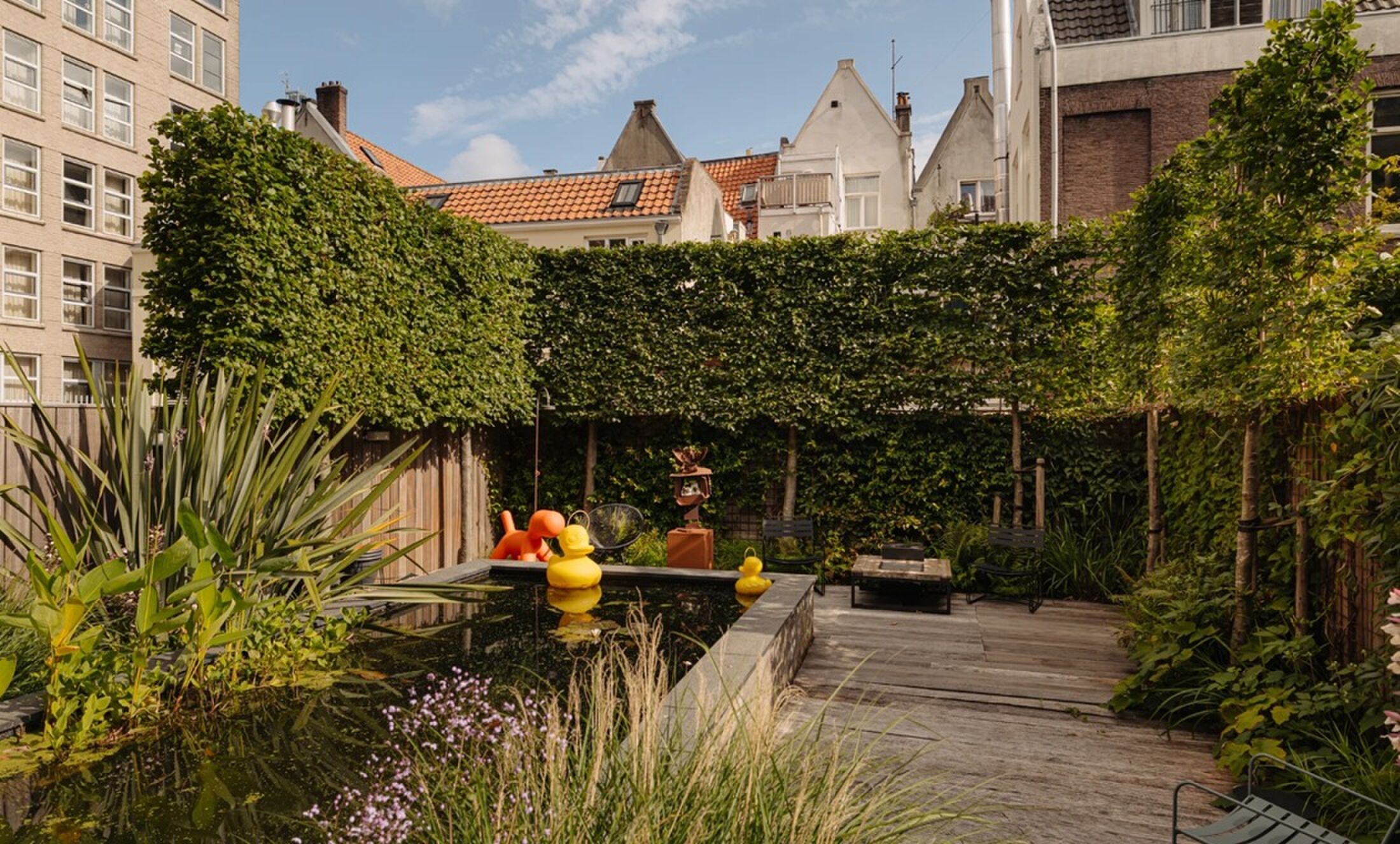 De achtertuin van het grachtenpand
