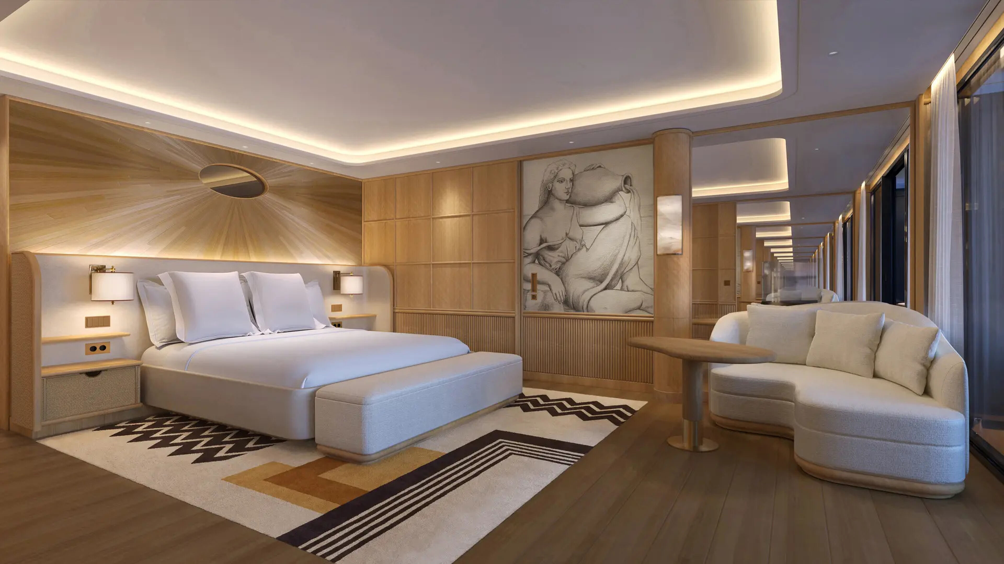 Een suite op het Four Seasons superjacht