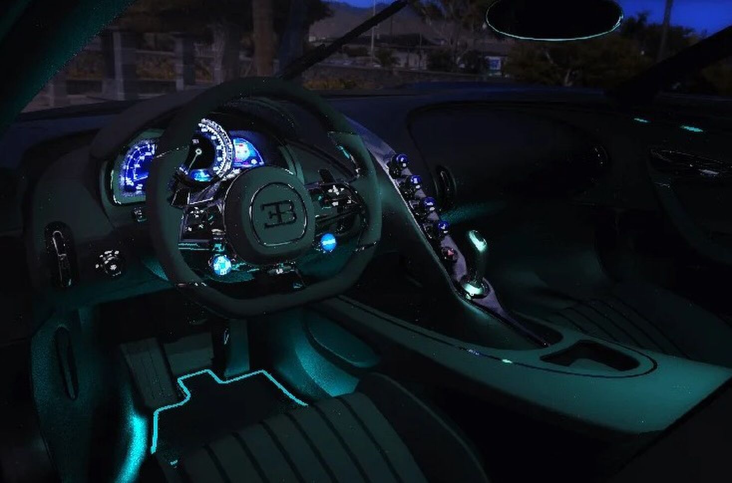 Het interieur van de Bugatti La Voiture Noire