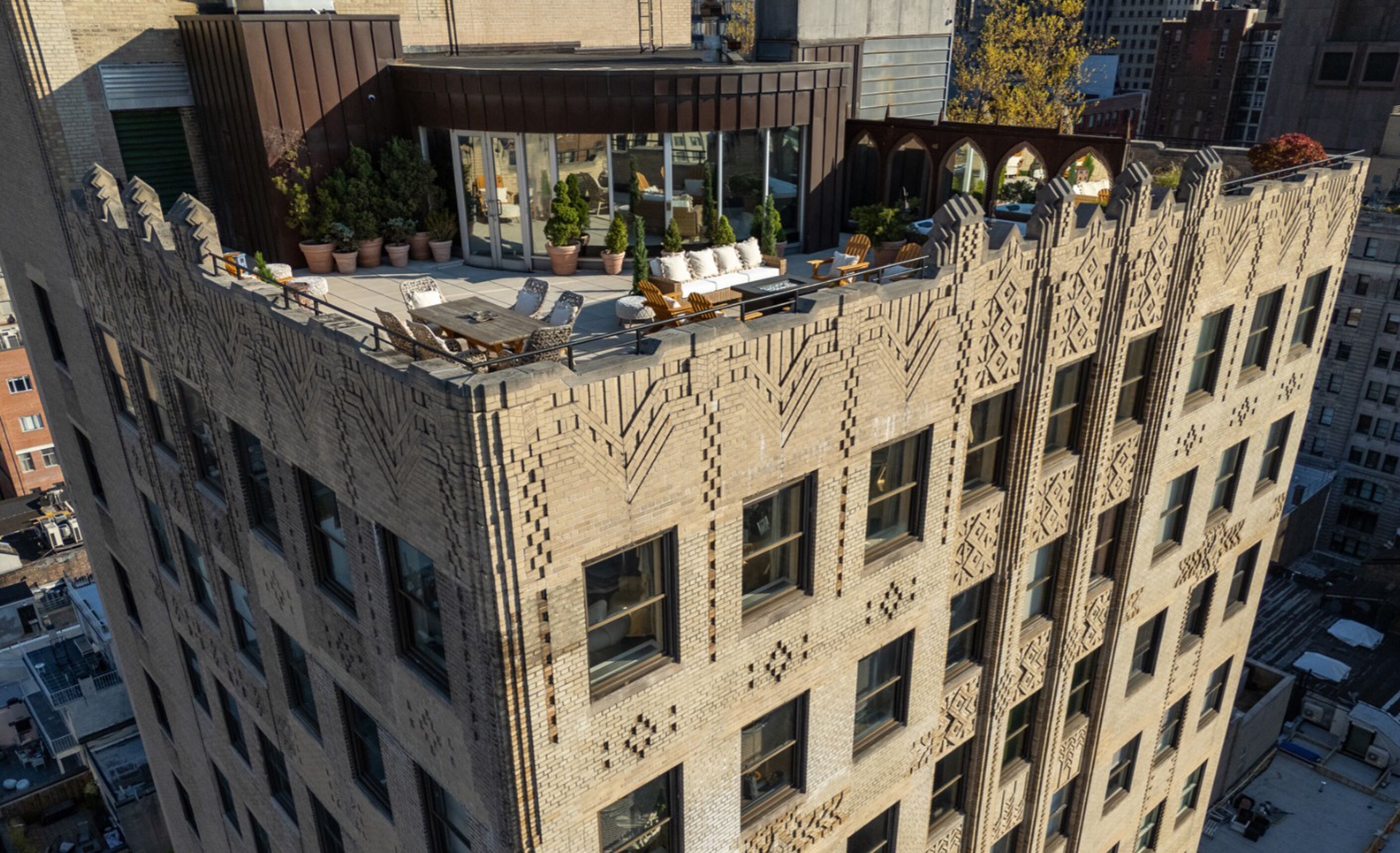 Het dakterras van het penthouse van Mariah Carey in New York