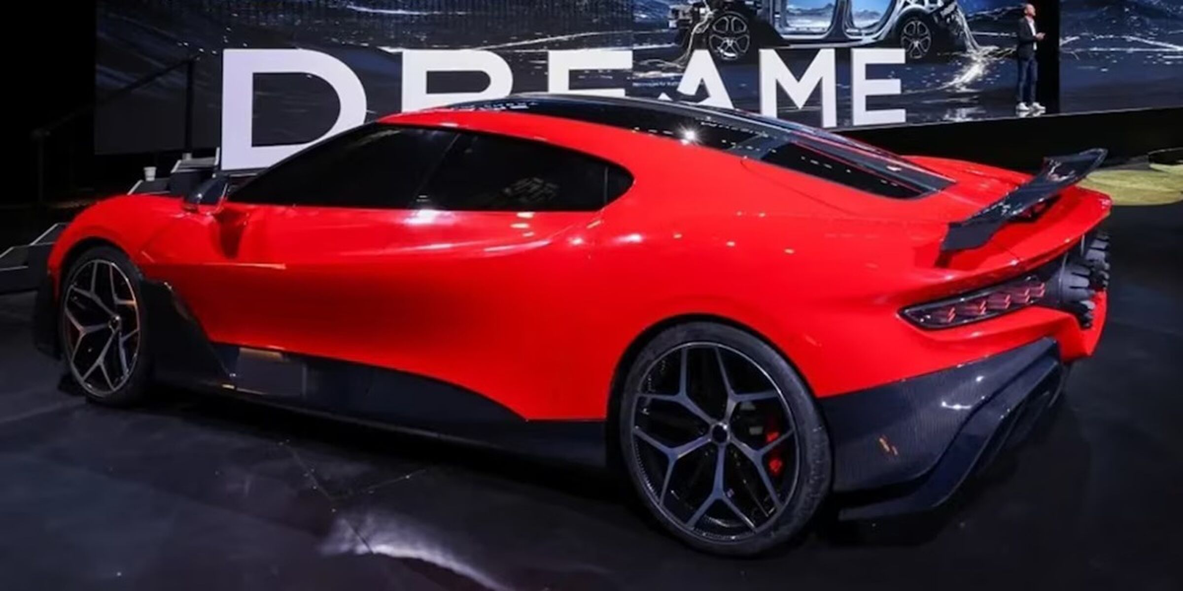 De achterzijde van de hypercar van Dreame