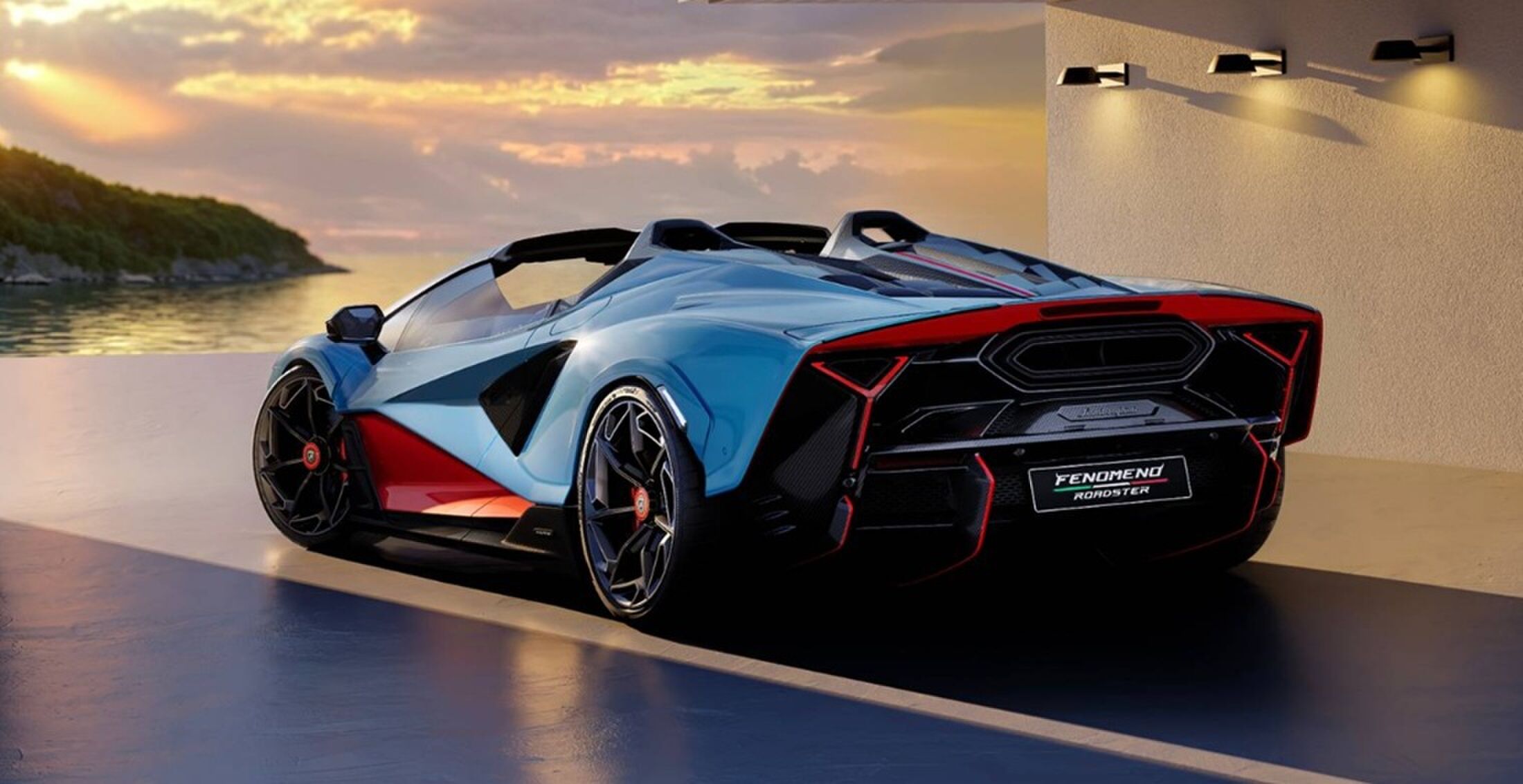 De achterzijde van de Lamborghini Fenomeno Roadster
