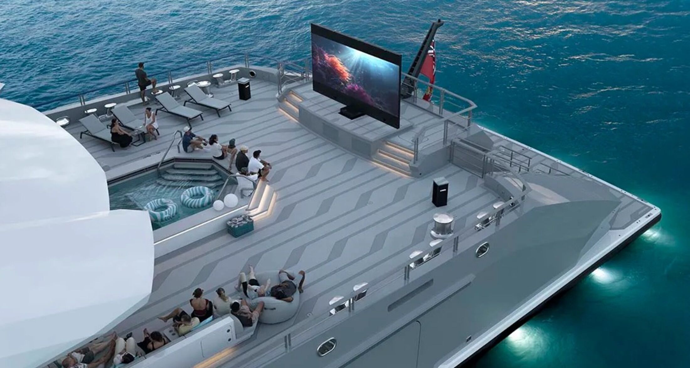 Het achterdek van superjacht Leviathan