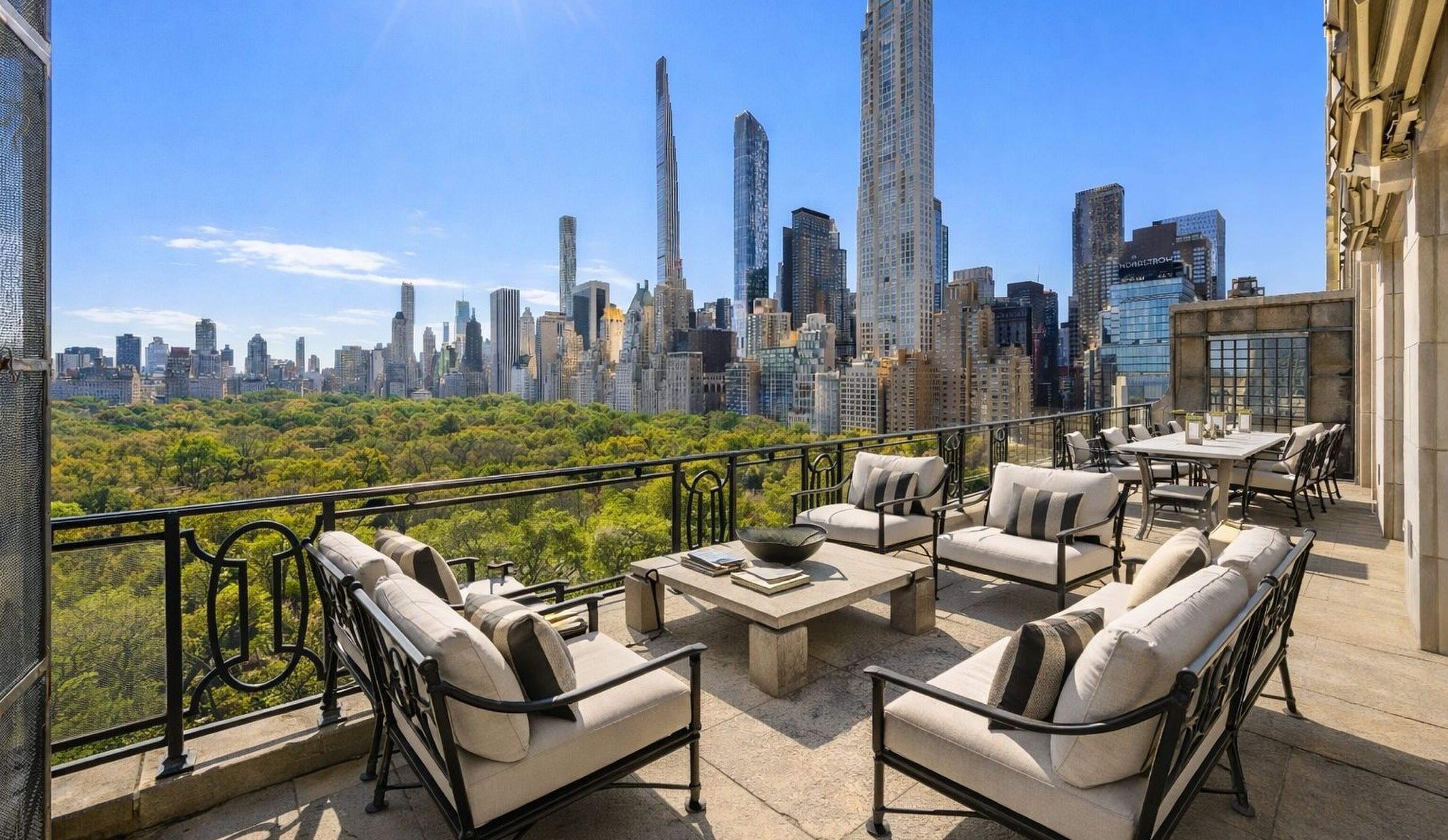 Het terras van het voormalige penthouse van Sting