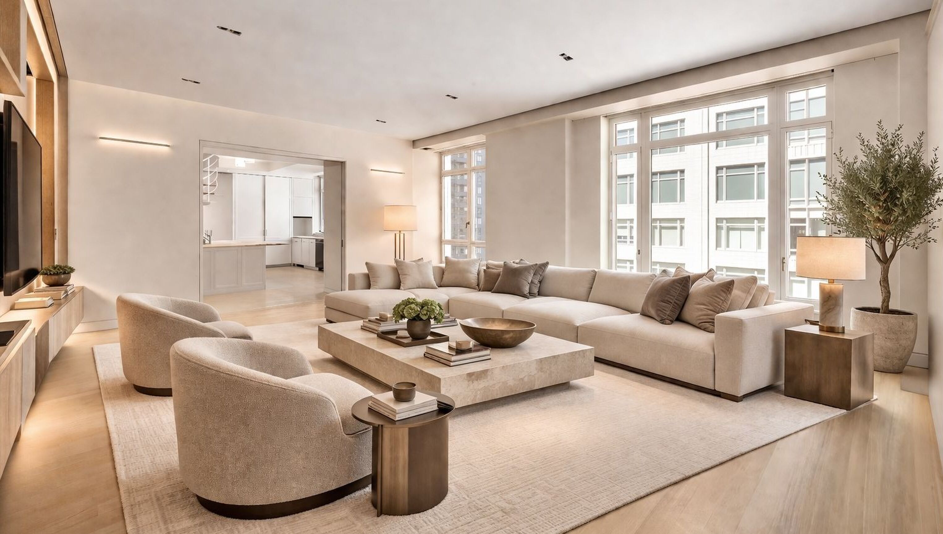 De woonkamer van het appartement