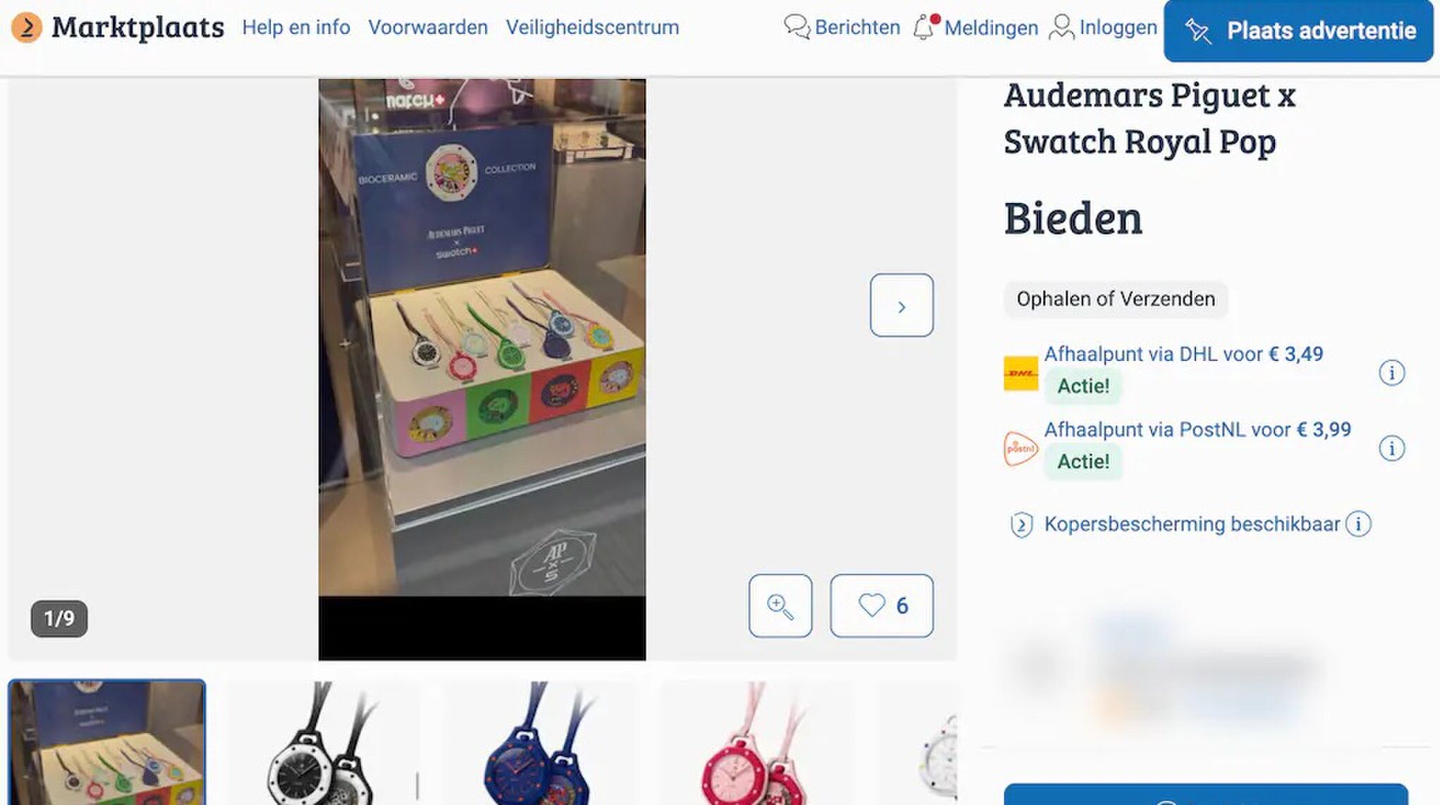 Eén van de vele Audemars Piguet x Swatch-advertenties op Marktplaats