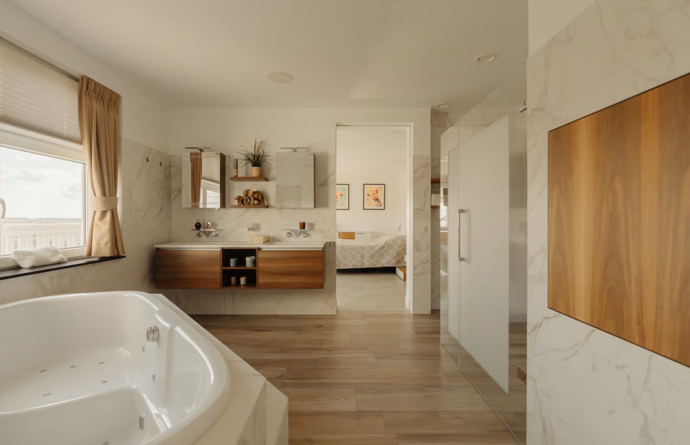De badkamer van de villa in Zandvoort