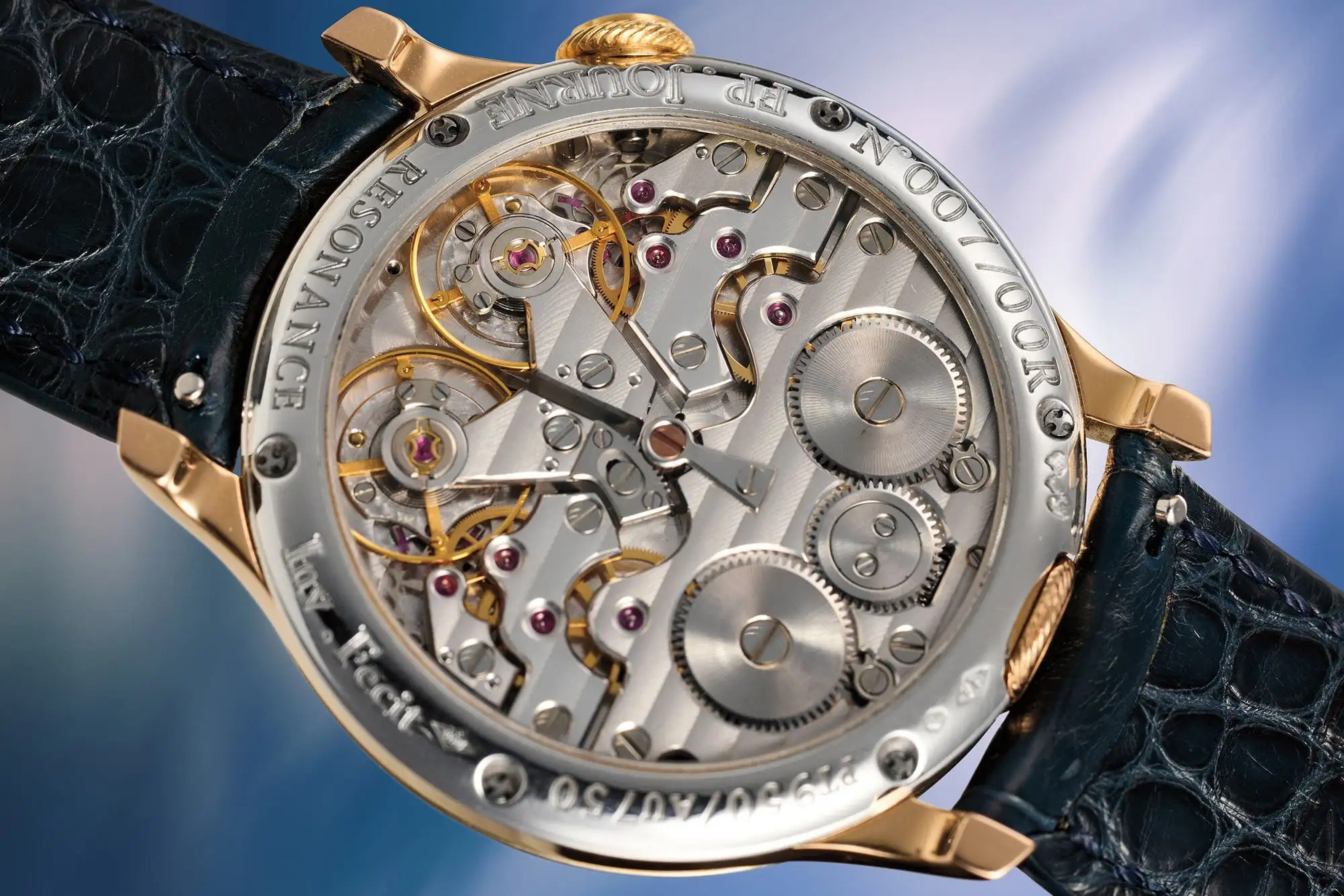De F.P. Journe Chronomètre à Résonance 007 van de achterzijde