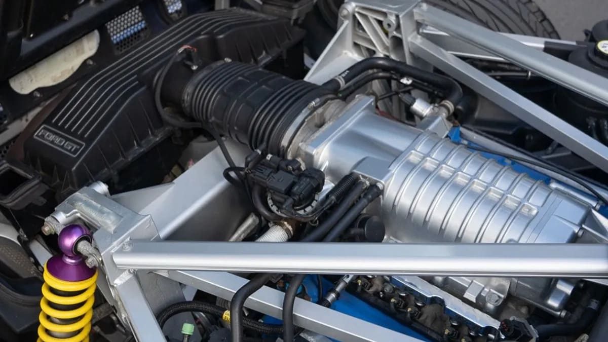 De motor van de Ford GT van Jeremy Clarkson