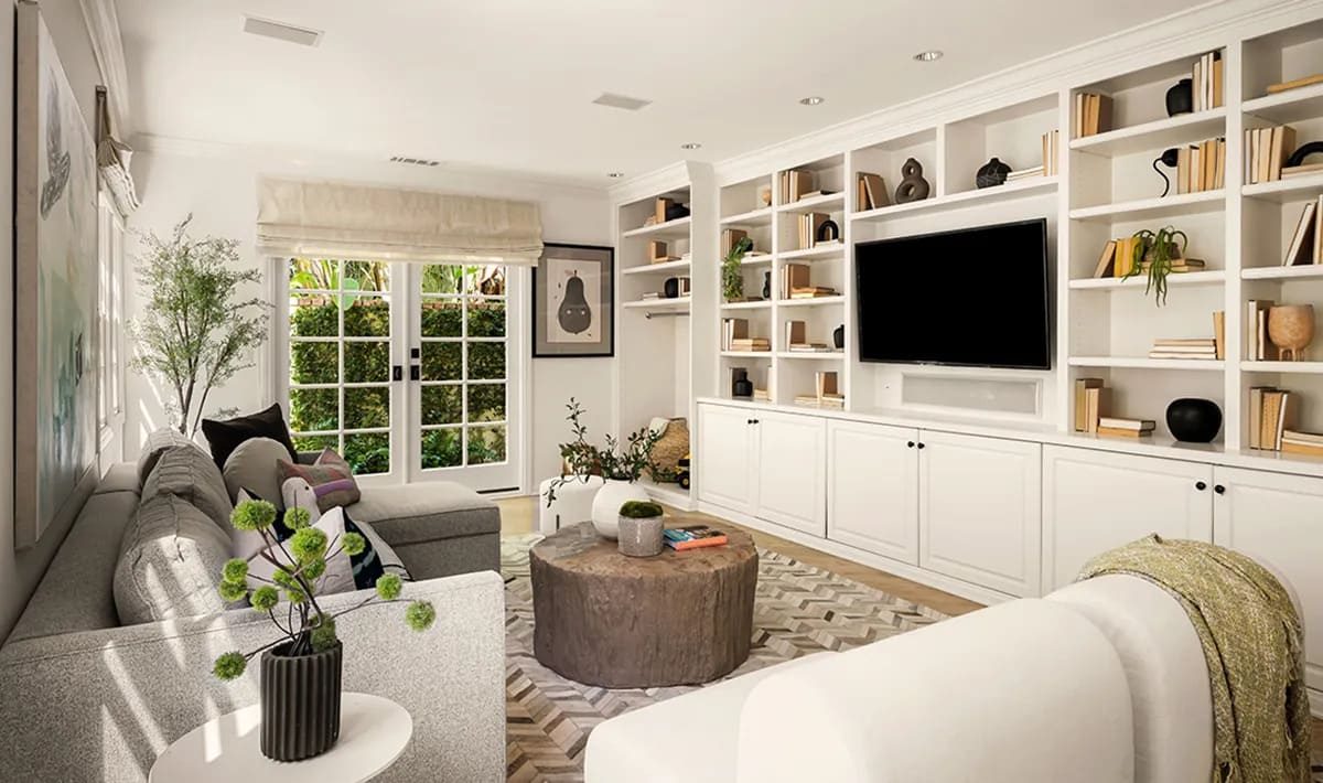 De entertainmentkamer in de voormalige woning van Katy Perry in Beverly Hills