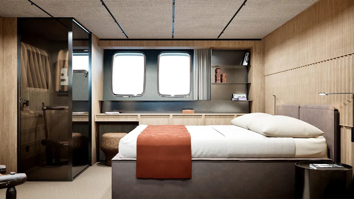 De slaapkamer in de Sanlorenzo SL80A