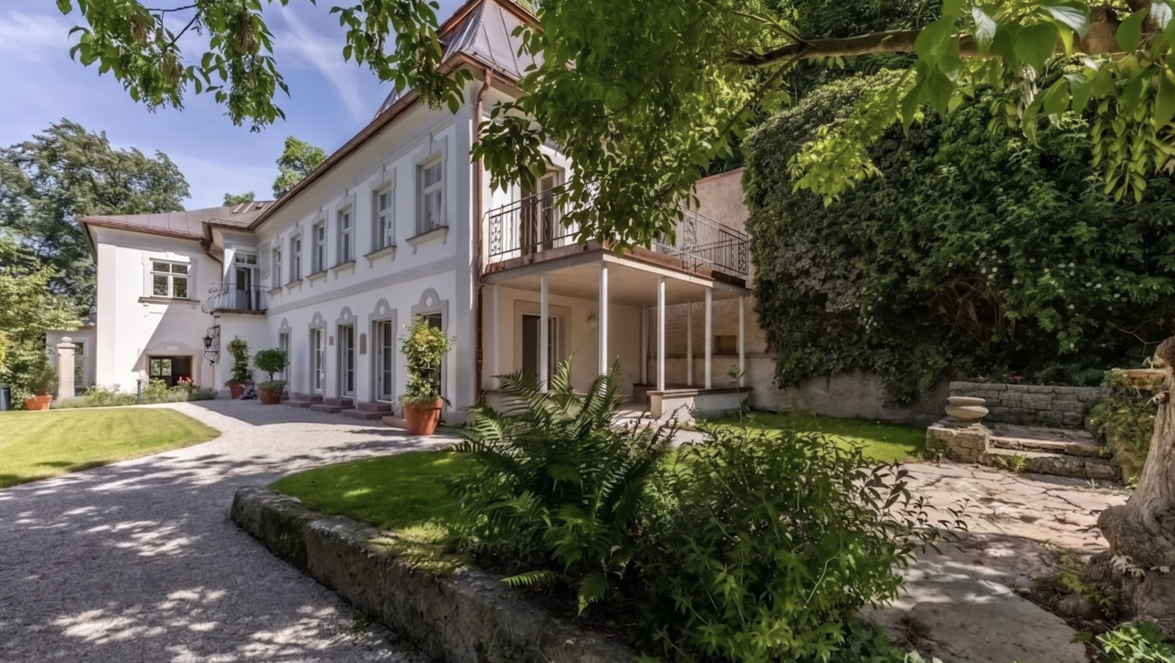 De zijkant van het landgoed van Wolfgang Porsche in Salzburg
